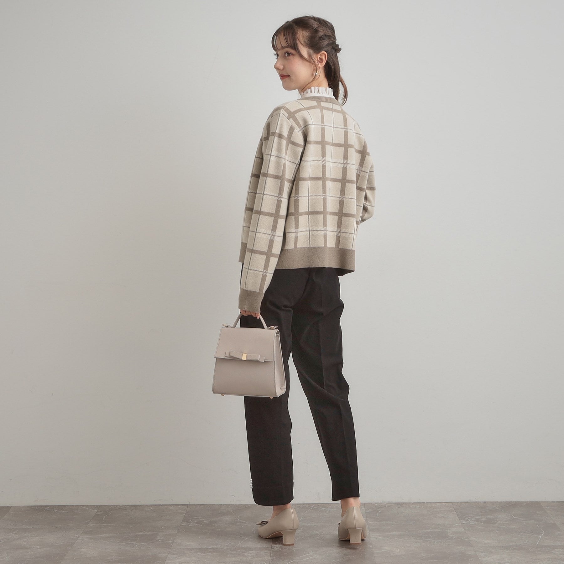 クチュール ブローチ Couture Brooch チェックジャカードニットカーディガン (ネイビー(294)) ネイビー(294)