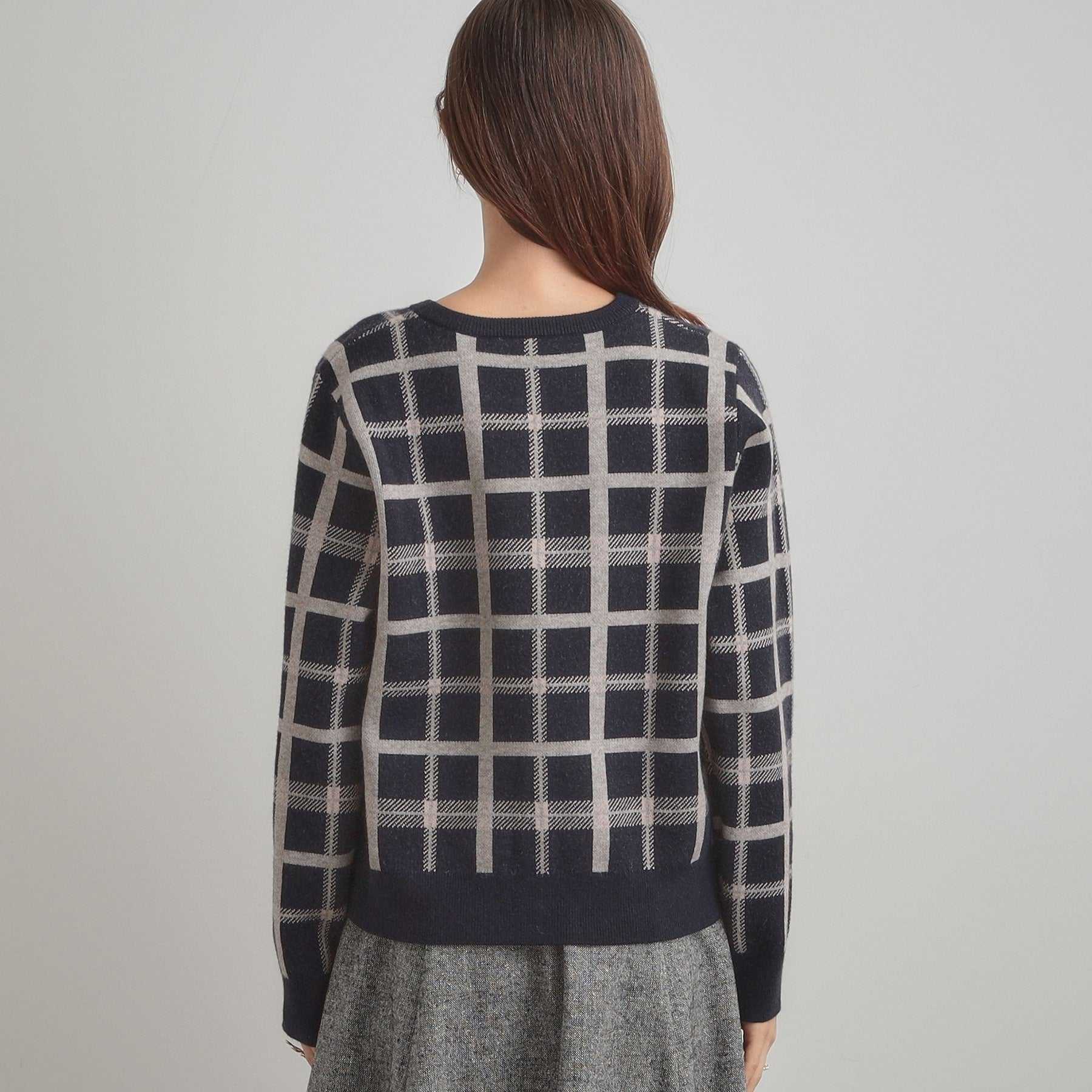 クチュール ブローチ Couture Brooch チェックジャカードニットカーディガン (ネイビー(294)) ネイビー(294)