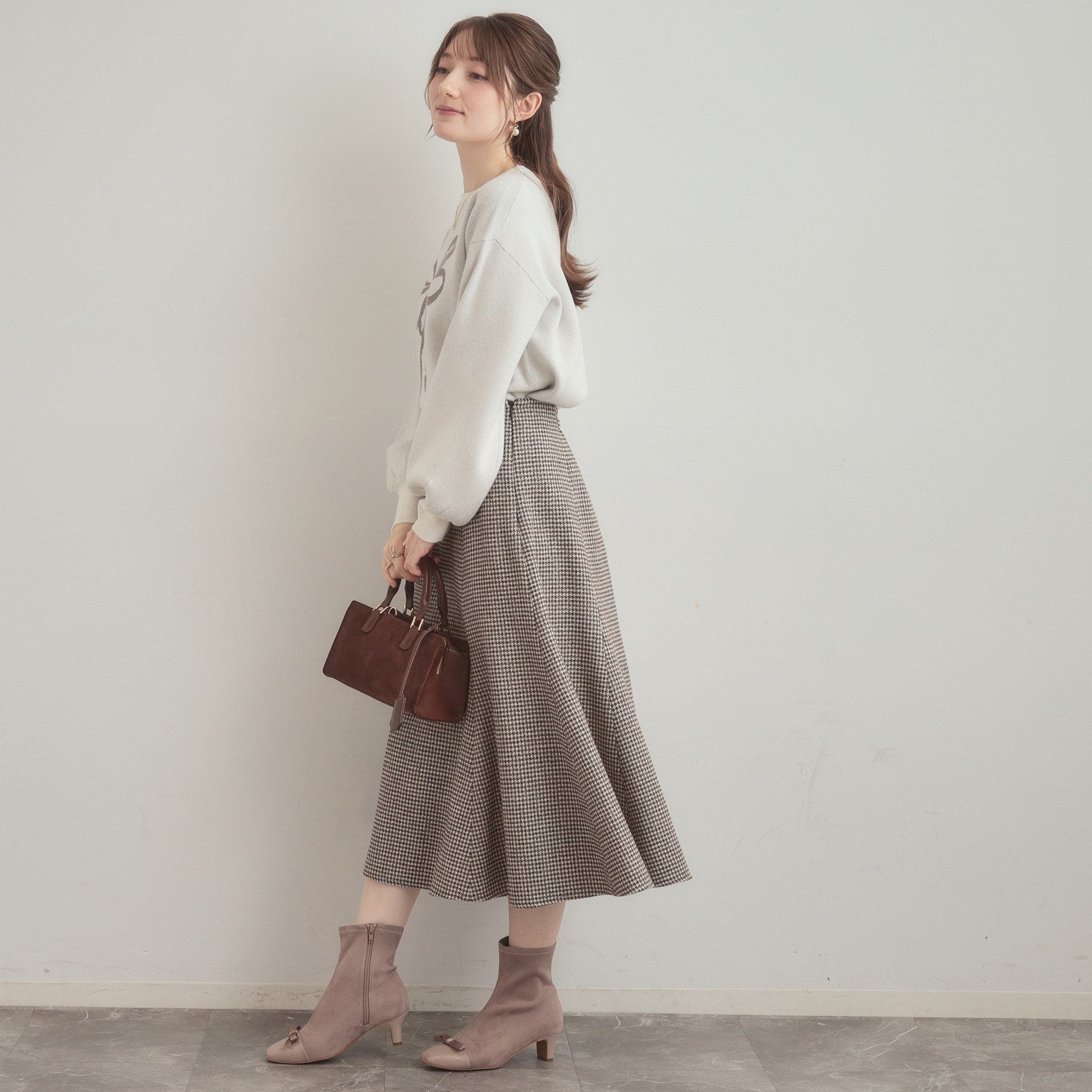 クチュール ブローチ Couture Brooch ラメ千鳥マーメイドフレアスカート (モカブラウン(242)) モカブラウン(242)