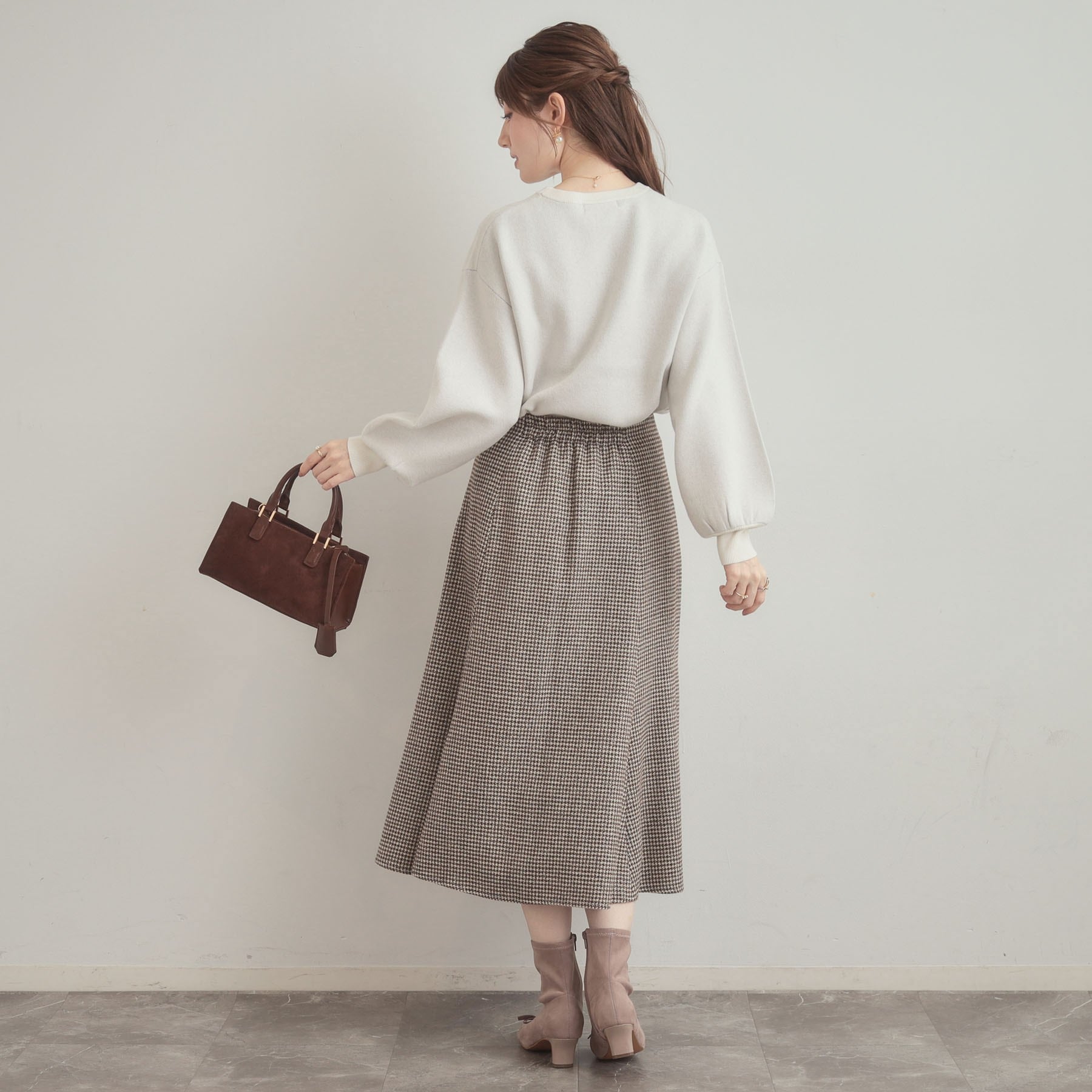 クチュール ブローチ Couture Brooch ラメ千鳥マーメイドフレアスカート (モカブラウン(242)) モカブラウン(242)