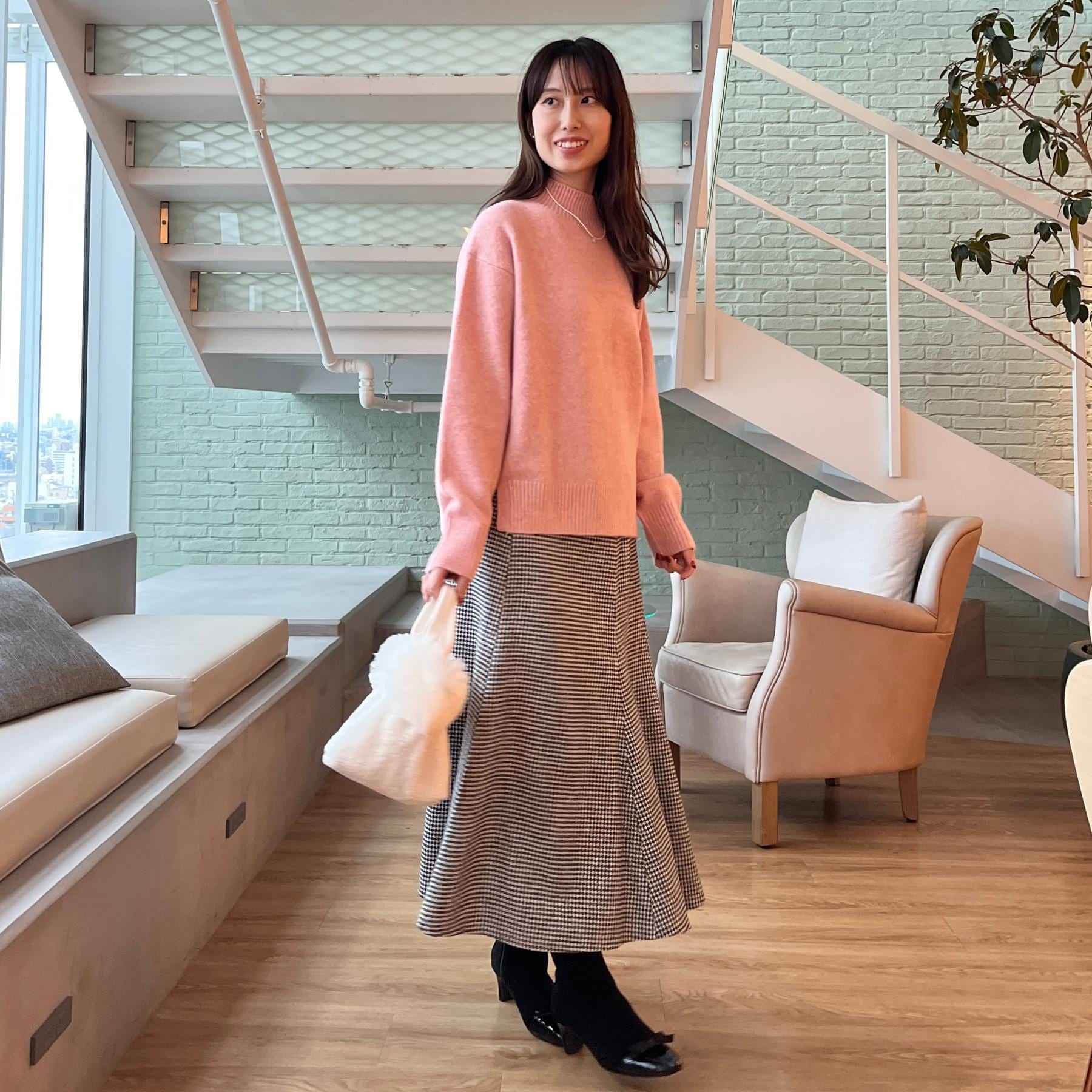 クチュール ブローチ Couture Brooch ラメ千鳥マーメイドフレアスカート (モカブラウン(242)) モカブラウン(242)