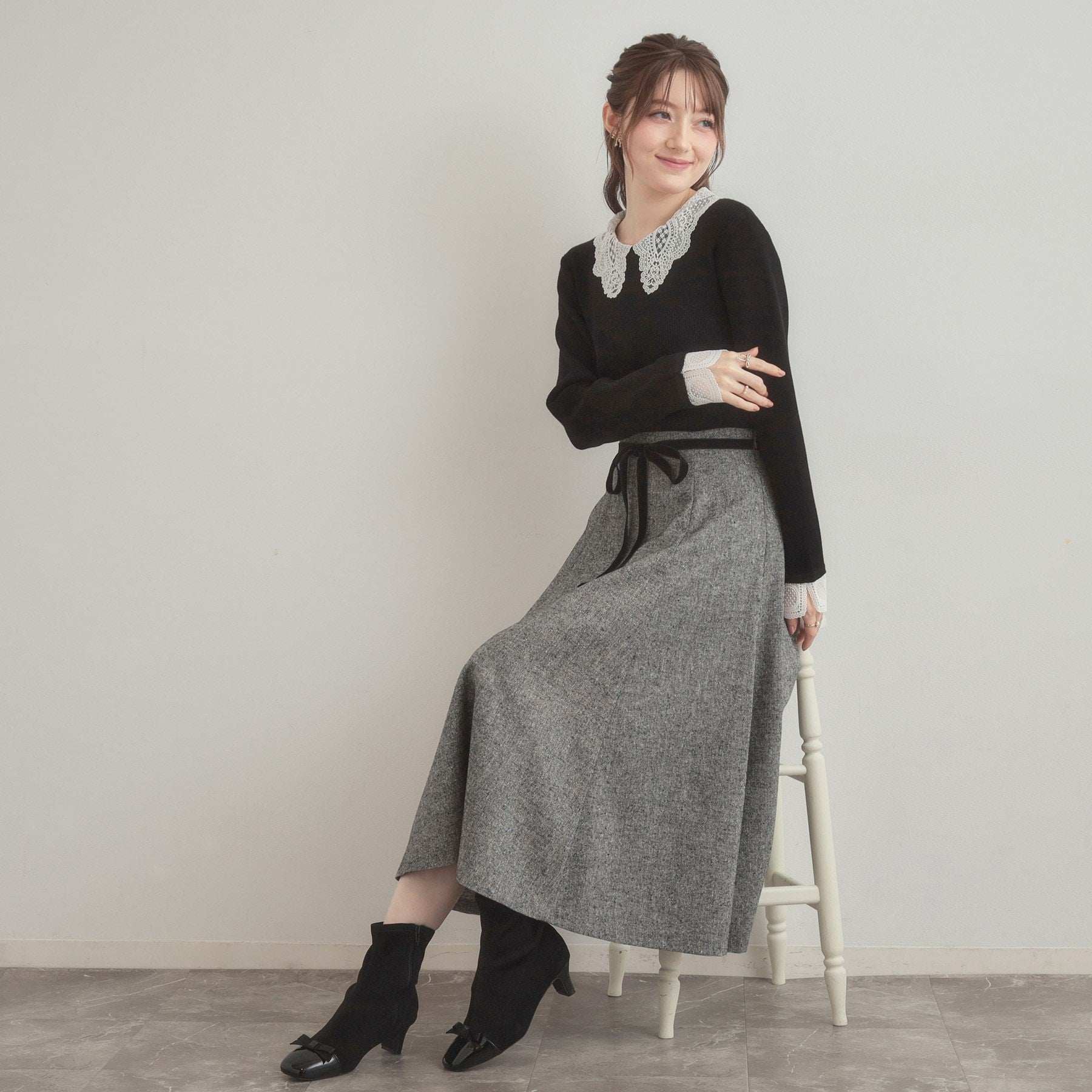 クチュール ブローチ Couture Brooch ラメツイードフレアスカート (ブラウン(044)) ブラウン(044)