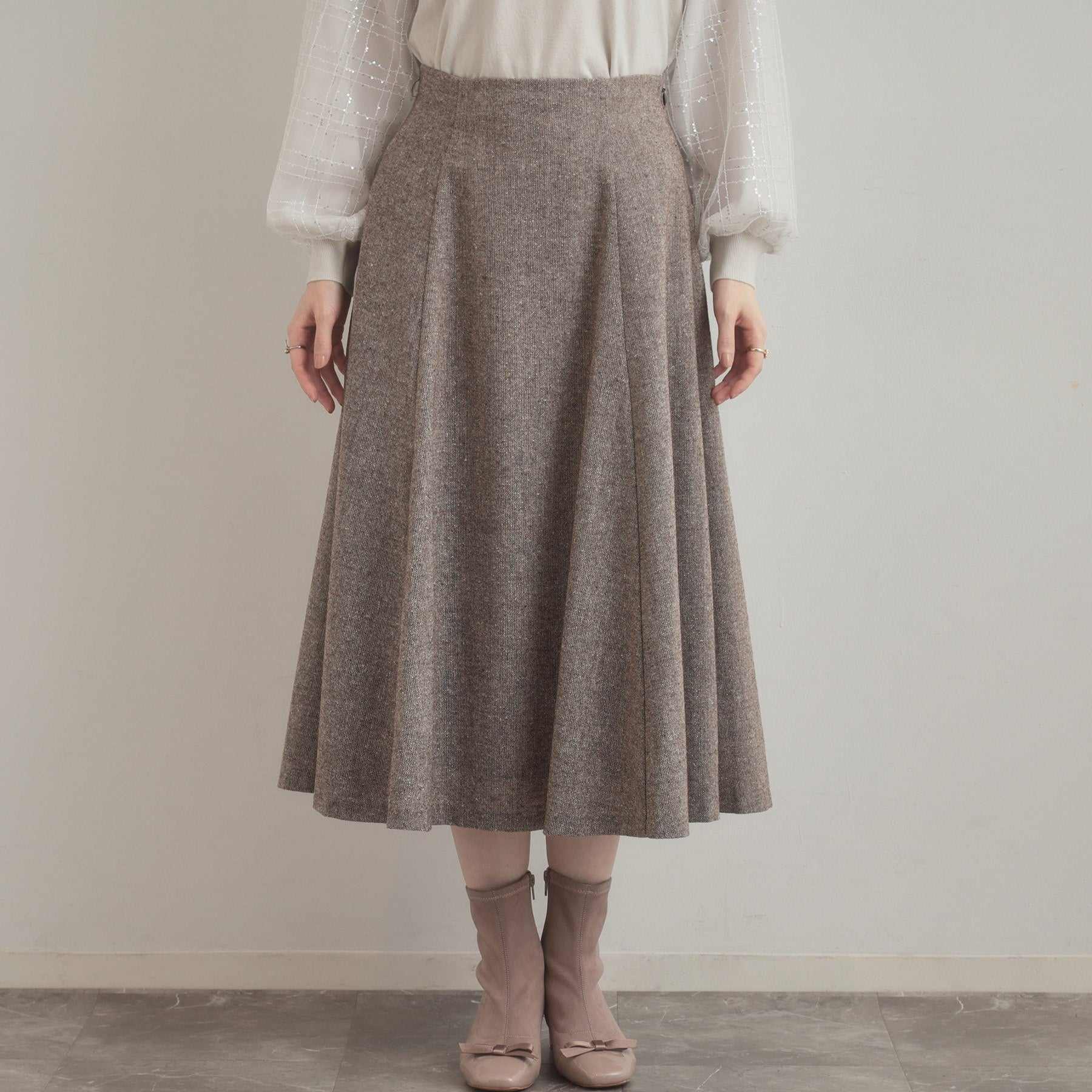 クチュール ブローチ Couture Brooch ラメツイードフレアスカート (ブラウン(044)) ブラウン(044)