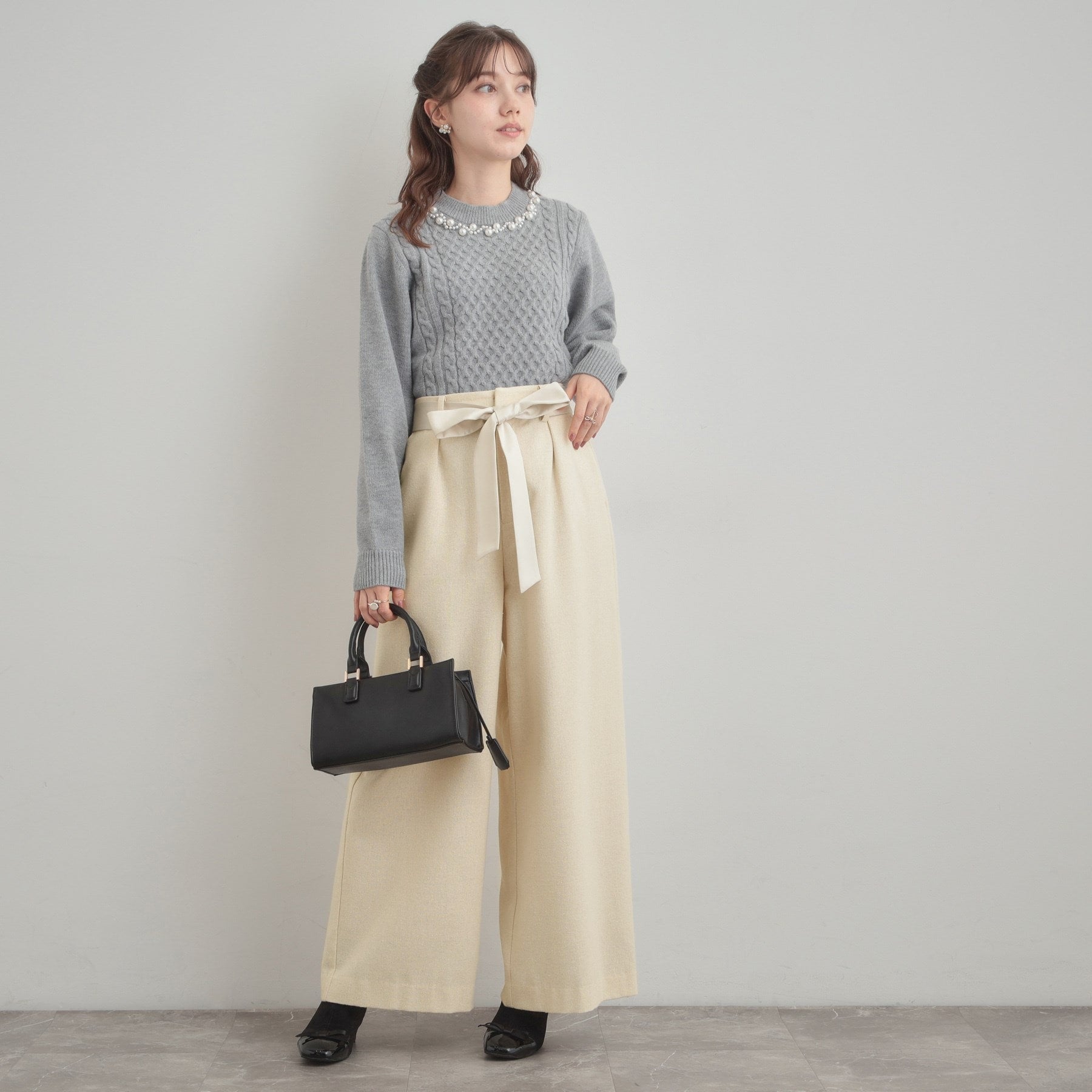 クチュール ブローチ Couture Brooch ラメツイードワイドパンツ (オフホワイト(003)) オフホワイト(003)