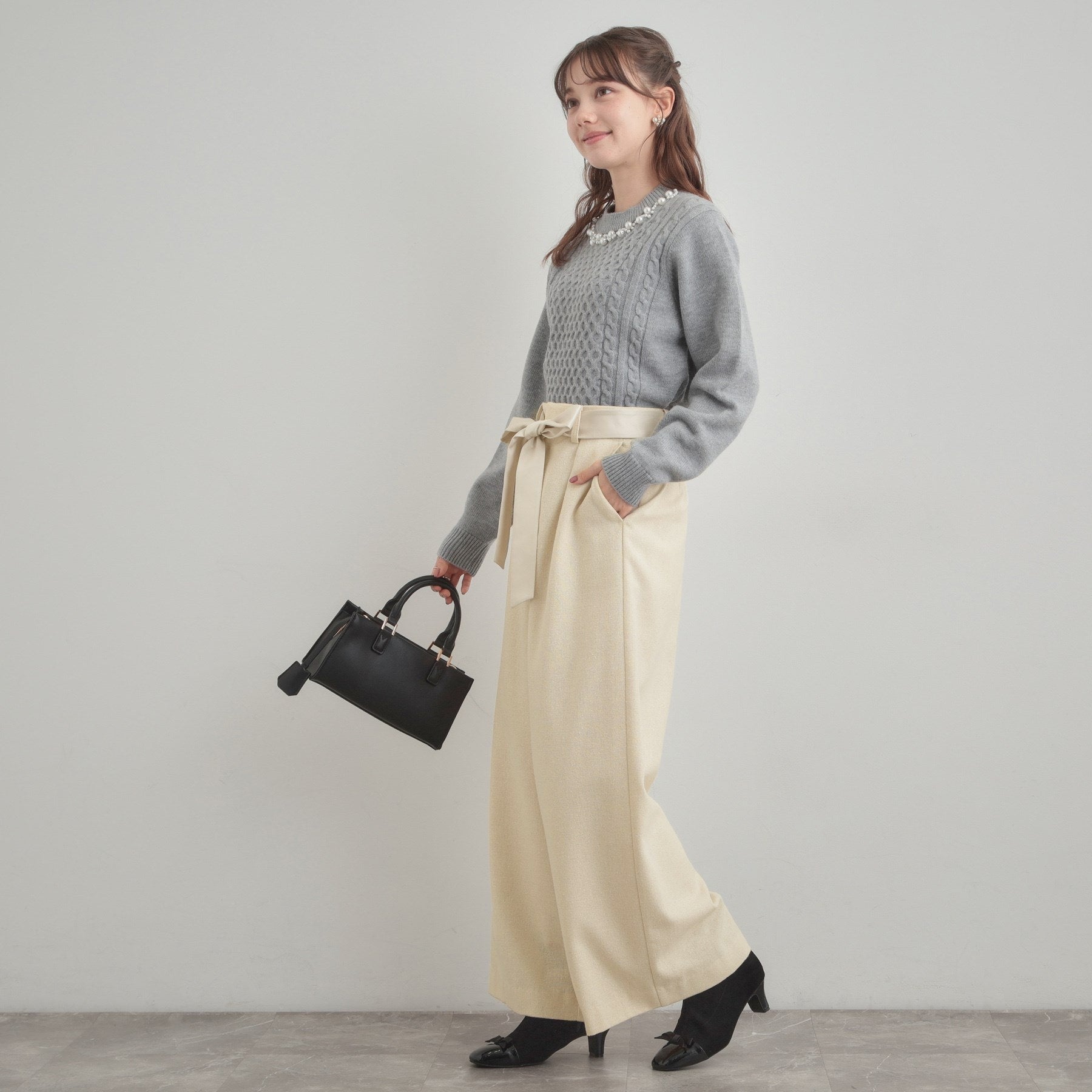 クチュール ブローチ Couture Brooch ラメツイードワイドパンツ (オフホワイト(003)) オフホワイト(003)