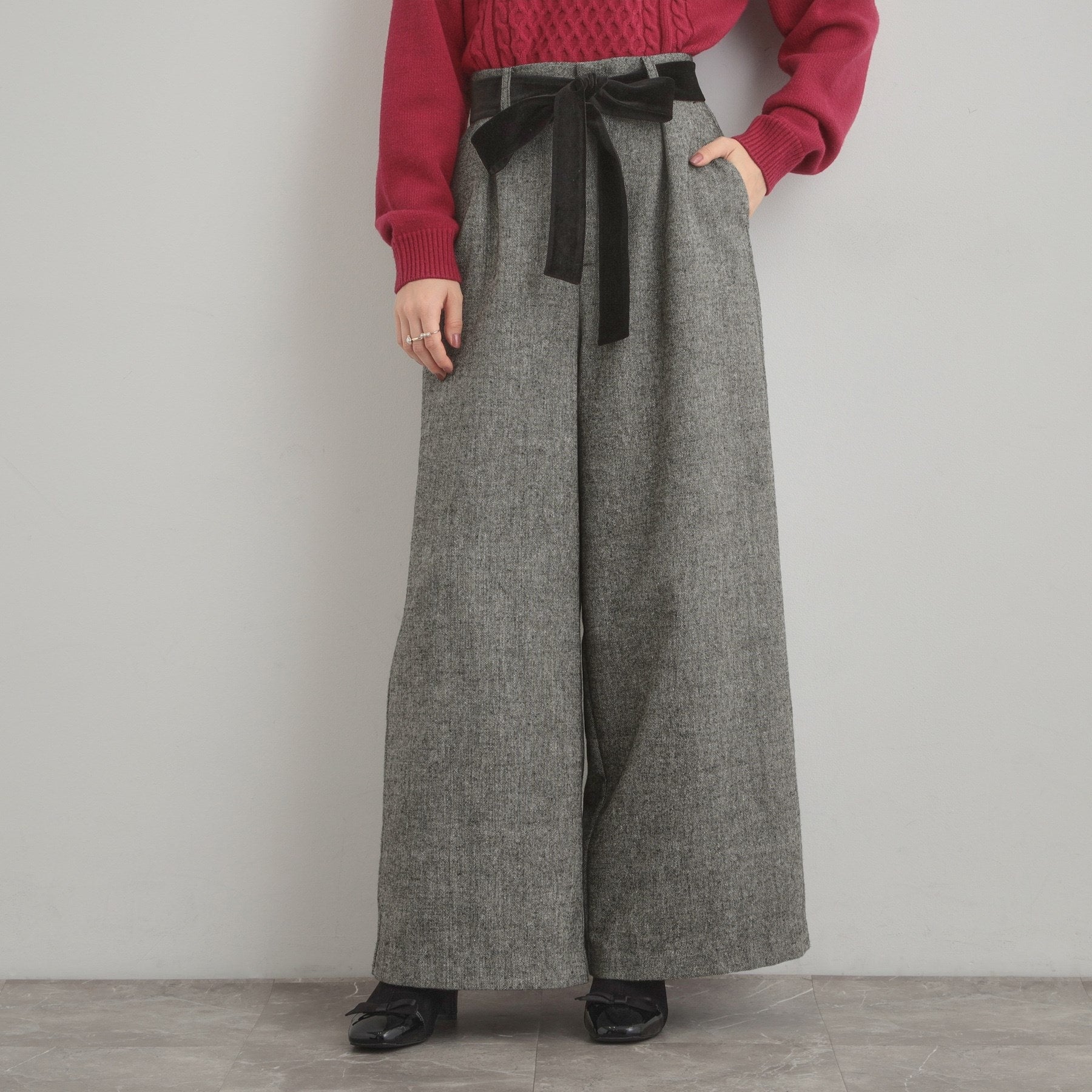 クチュール ブローチ Couture Brooch ラメツイードワイドパンツ (オフホワイト(003)) オフホワイト(003)