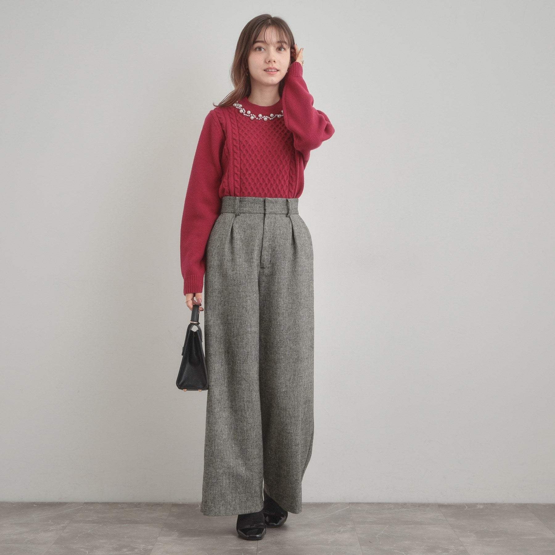 クチュール ブローチ Couture Brooch ラメツイードワイドパンツ (オフホワイト(003)) オフホワイト(003)