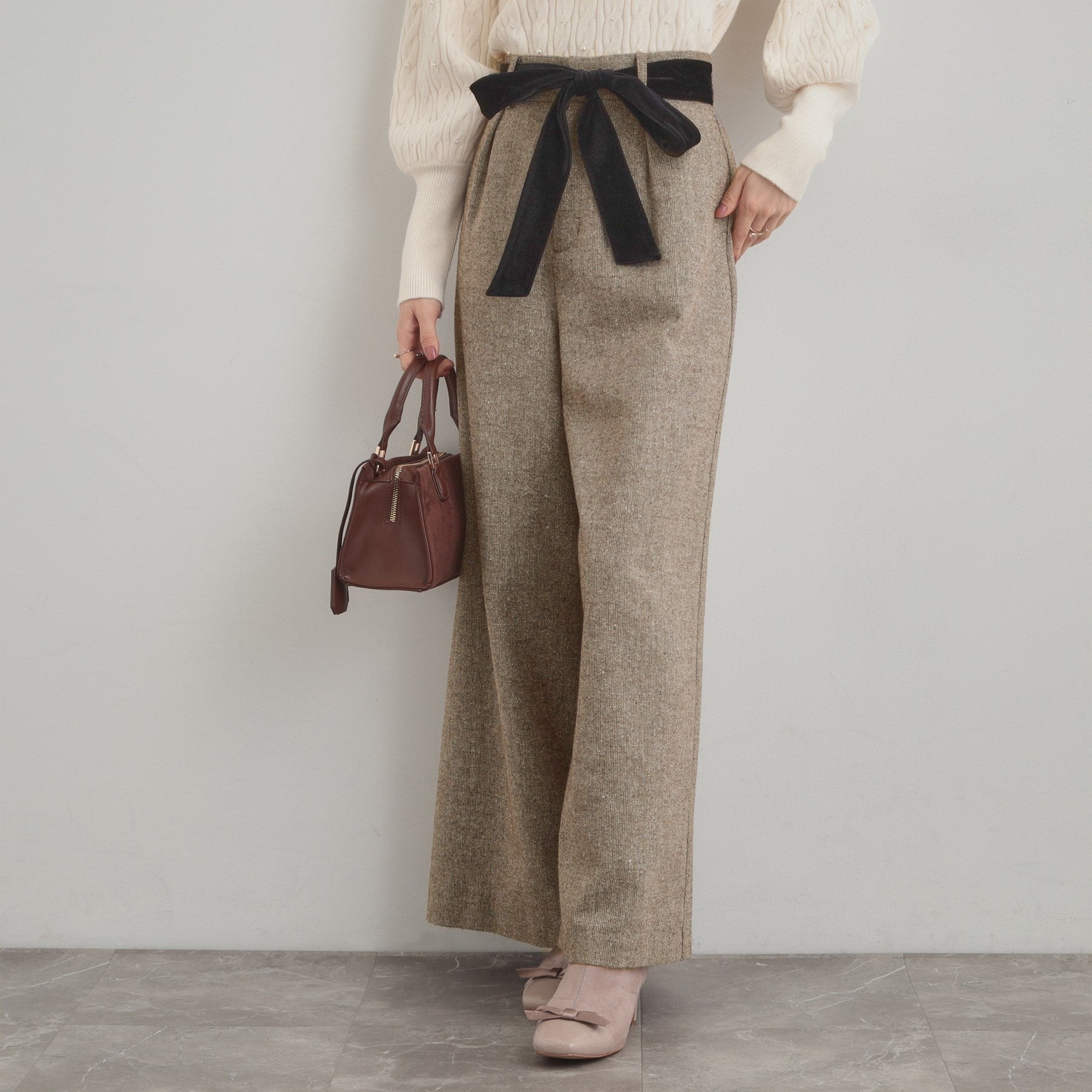 クチュール ブローチ Couture Brooch ラメツイードワイドパンツ (オフホワイト(003)) オフホワイト(003)