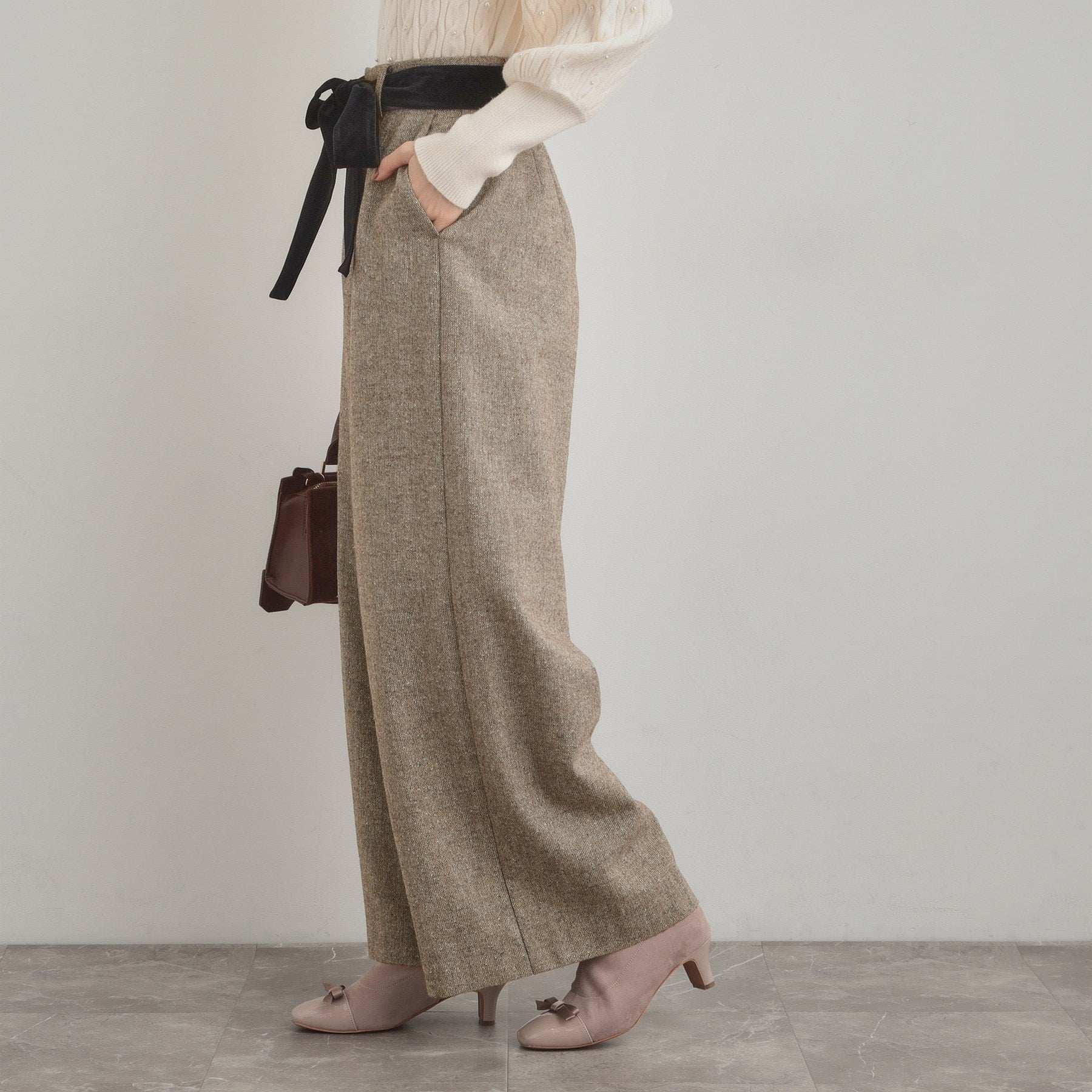 クチュール ブローチ Couture Brooch ラメツイードワイドパンツ (オフホワイト(003)) オフホワイト(003)