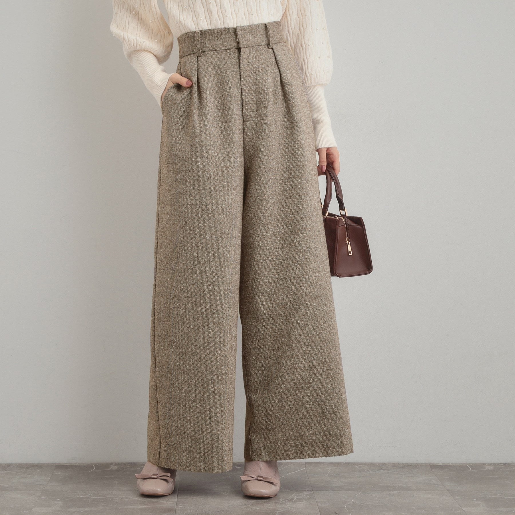 クチュール ブローチ Couture Brooch ラメツイードワイドパンツ (オフホワイト(003)) オフホワイト(003)