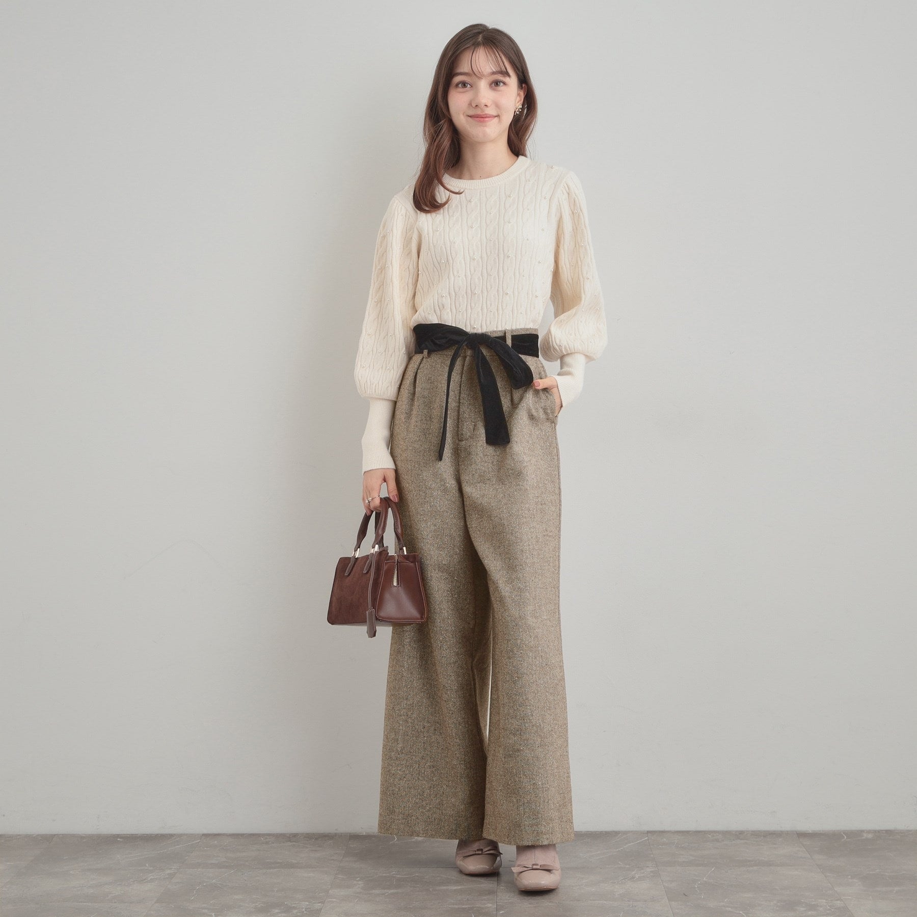 クチュール ブローチ Couture Brooch ラメツイードワイドパンツ (オフホワイト(003)) オフホワイト(003)