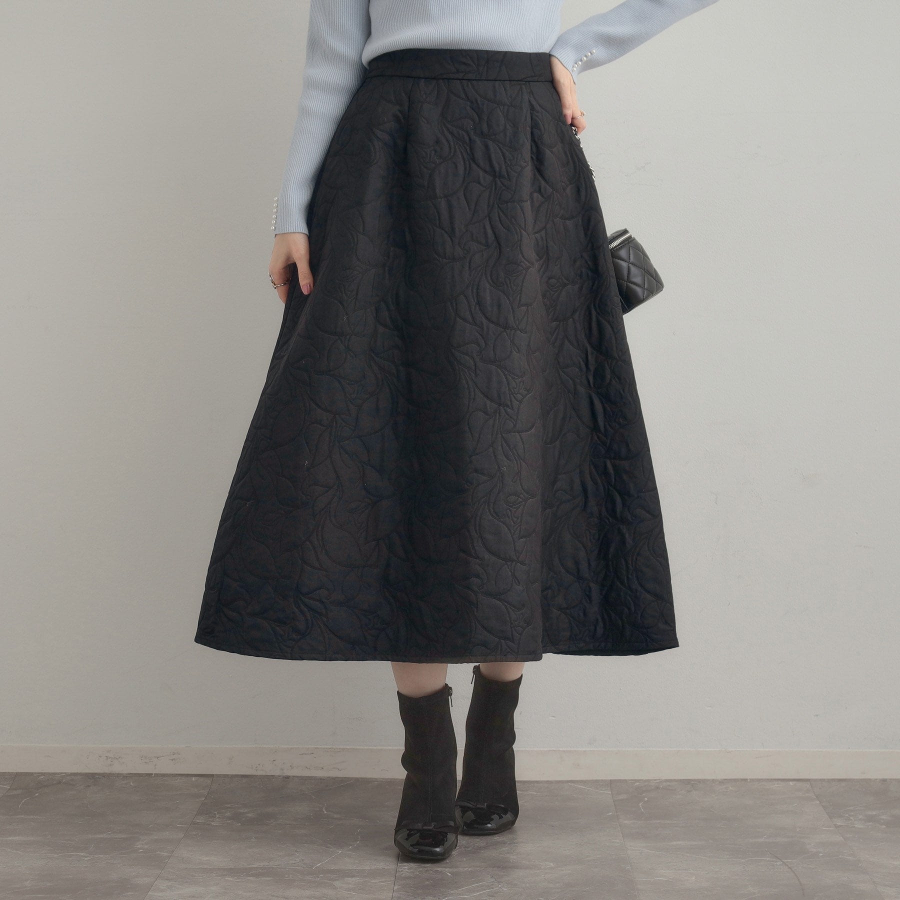 クチュール ブローチ Couture Brooch リーフジャカードフレアスカート (ブラック(019)) ブラック(019)