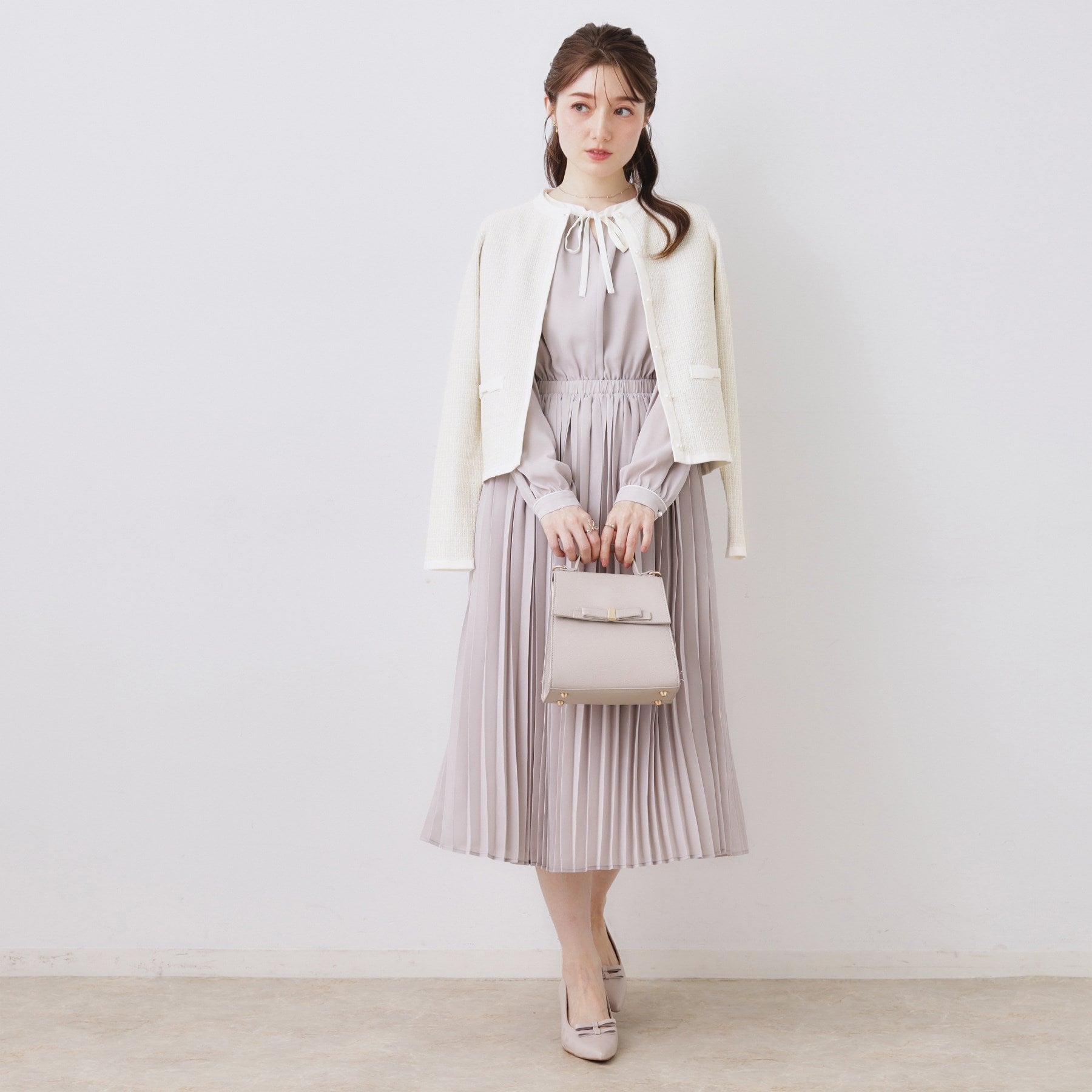 クチュール ブローチ Couture Brooch ラメツイードニットジャケット (アイボリー(404)) アイボリー(404)