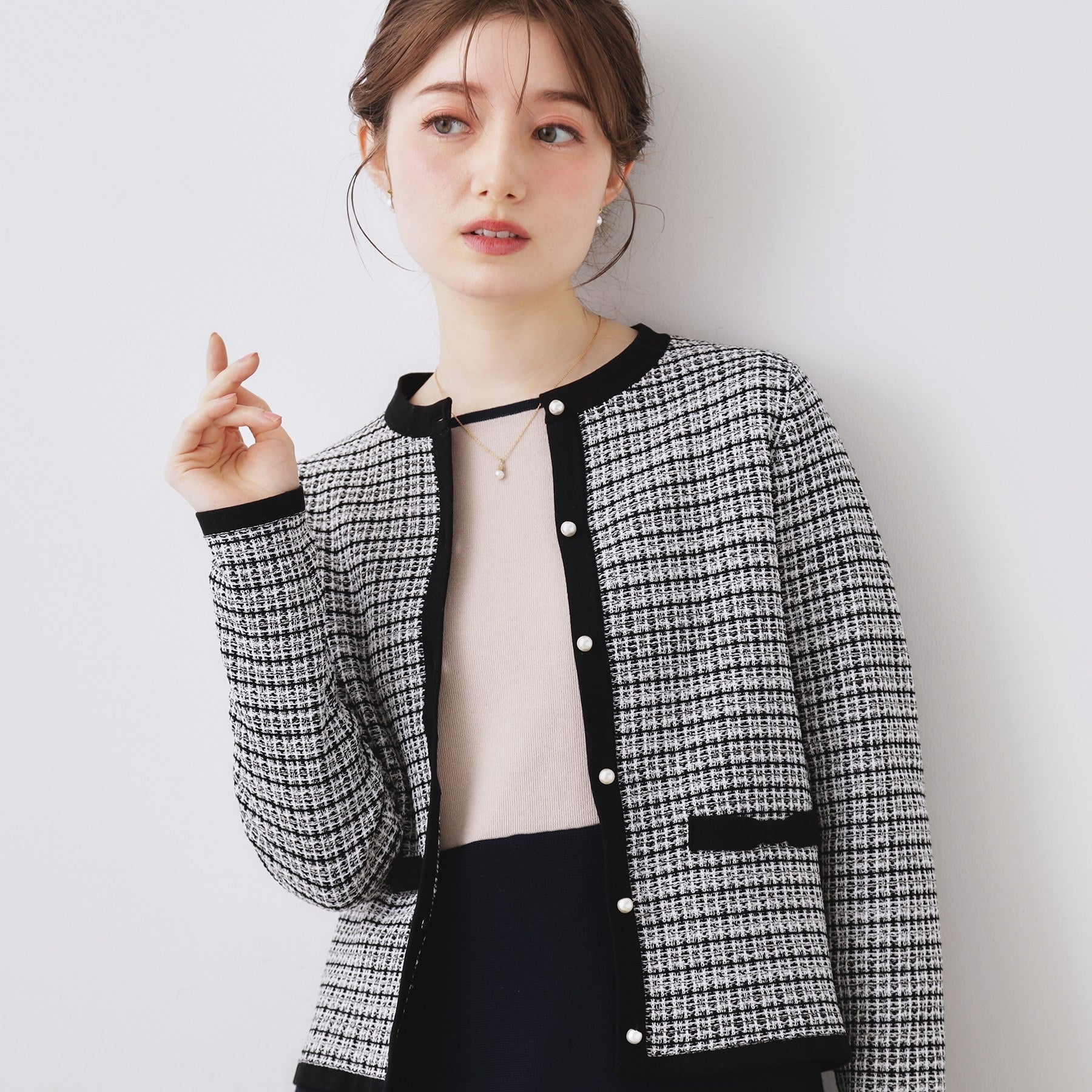 クチュール ブローチ Couture Brooch ラメツイードニットジャケット (アイボリー(404)) アイボリー(404)