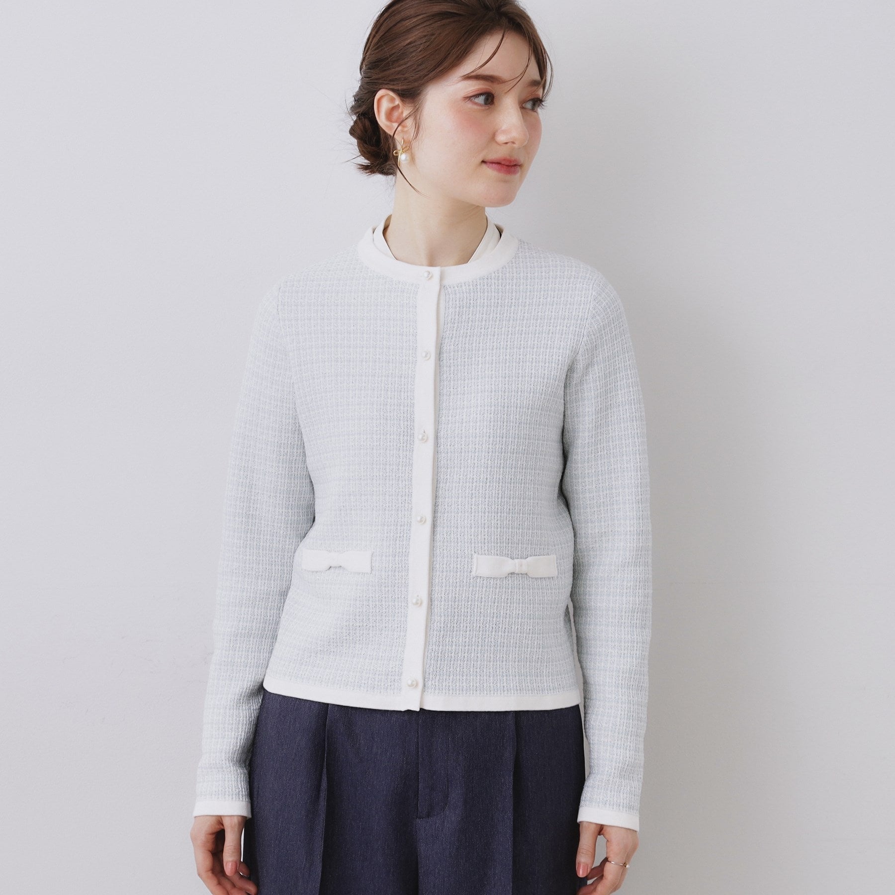 クチュール ブローチ Couture Brooch ラメツイードニットジャケット (アイボリー(404)) アイボリー(404)