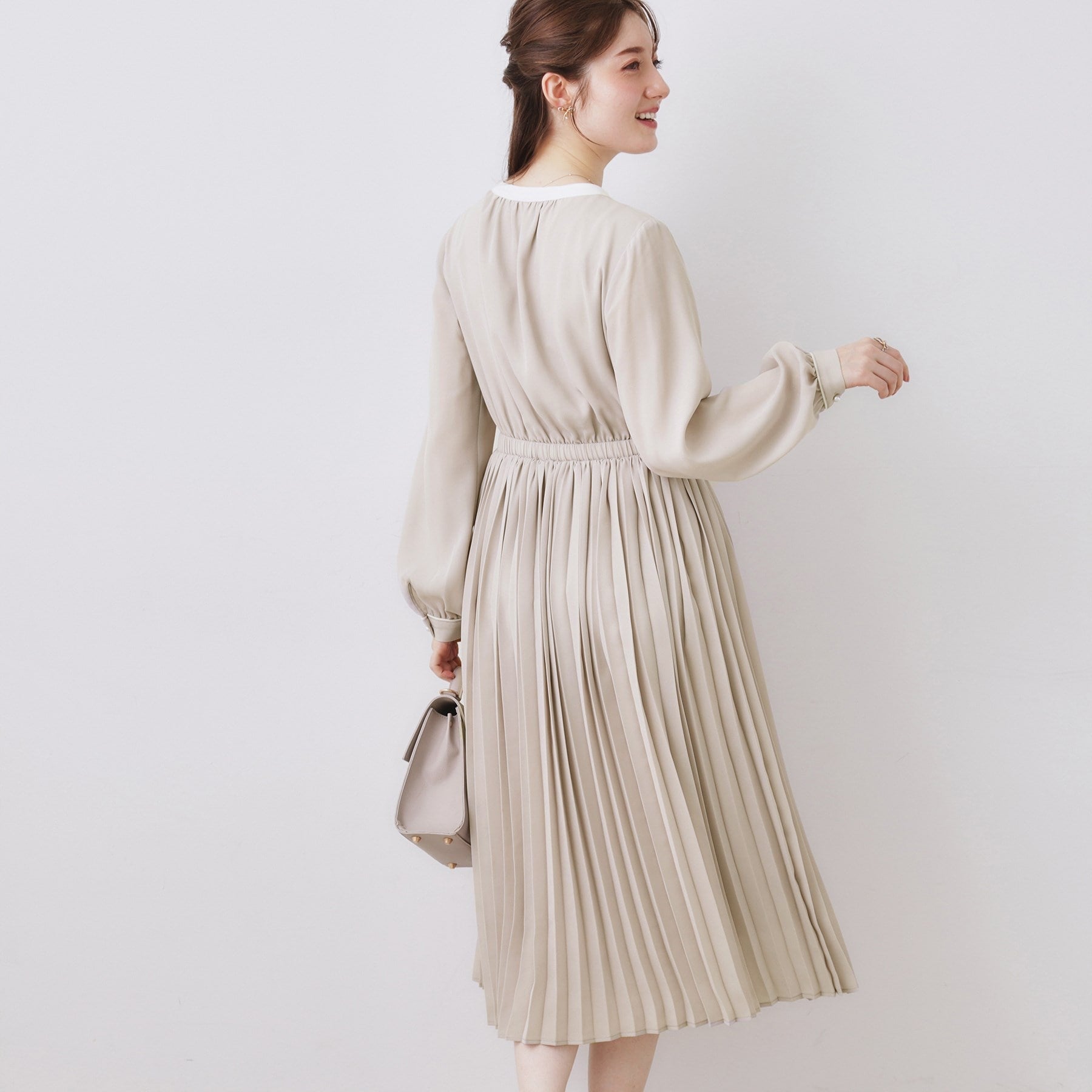 クチュール ブローチ Couture Brooch 配色シフォンプリーツワンピース (ネイビー(094)) ネイビー(094)