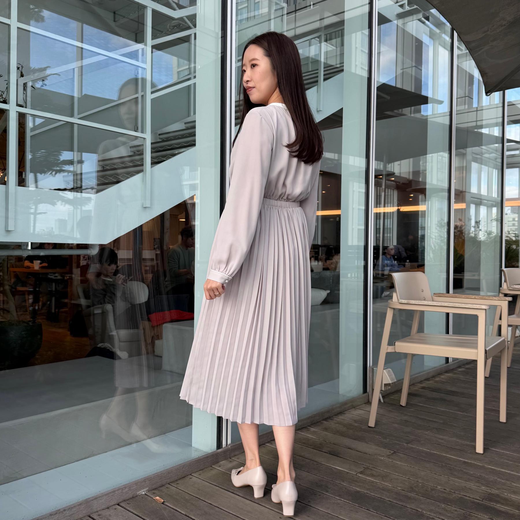 クチュール ブローチ Couture Brooch 配色シフォンプリーツワンピース (ネイビー(094)) ネイビー(094)