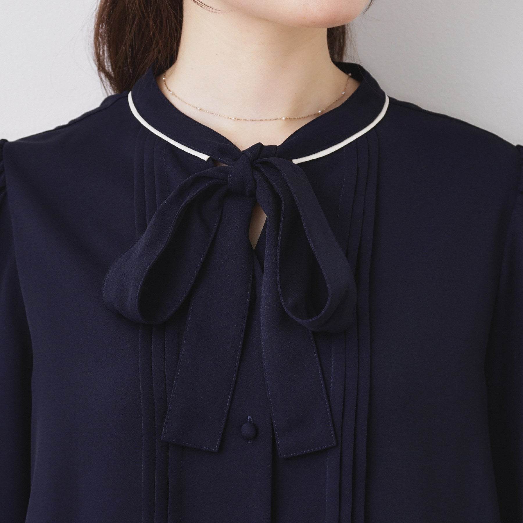 クチュール ブローチ Couture Brooch 配色タックタイブラウス (ピンクベージュ(553)) ピンクベージュ(553)