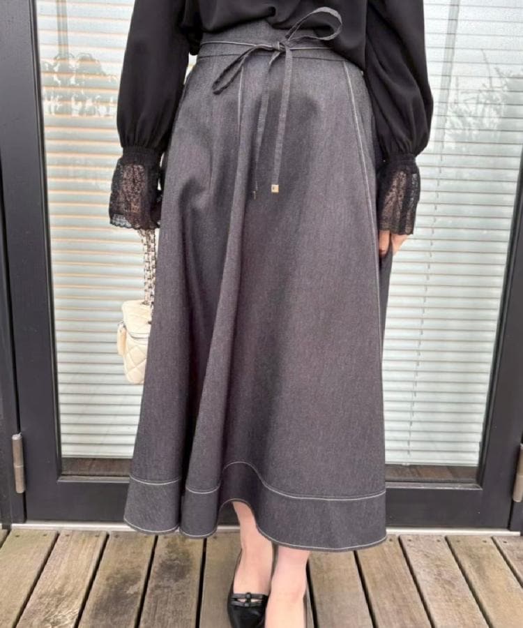クチュール ブローチ Couture Brooch デニムライク細リボンスカート （ブラック(019)） ブラック(019)