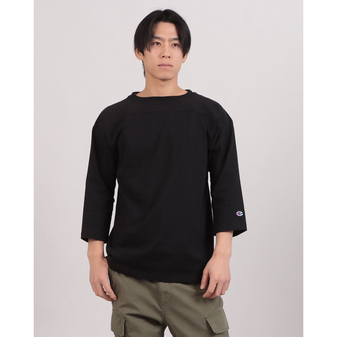 チャンピオン Champion ティーテンイレブン 3/4スリーブフットボールTシャツ 長袖Tシャツ (ブラック) ブラック