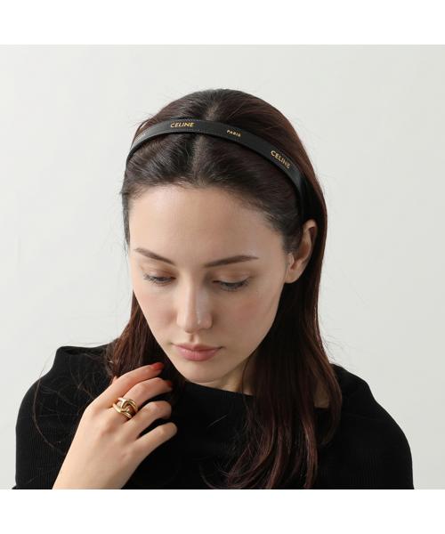 セリーヌ CELINE CELINE カチューシャ B104C2L87 レザー ヘアバンド (38NG/BLACK-GOLD) 38NG/BLACK-GOLD
