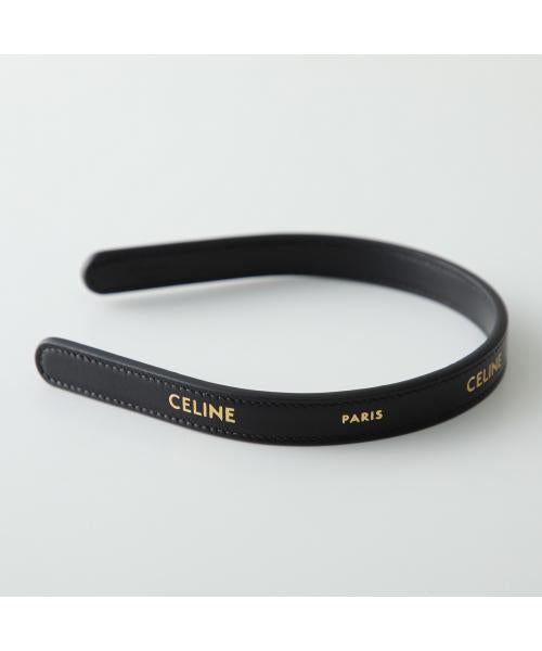 セリーヌ CELINE CELINE カチューシャ B104C2L87 レザー ヘアバンド (38NG/BLACK-GOLD) 38NG/BLACK-GOLD