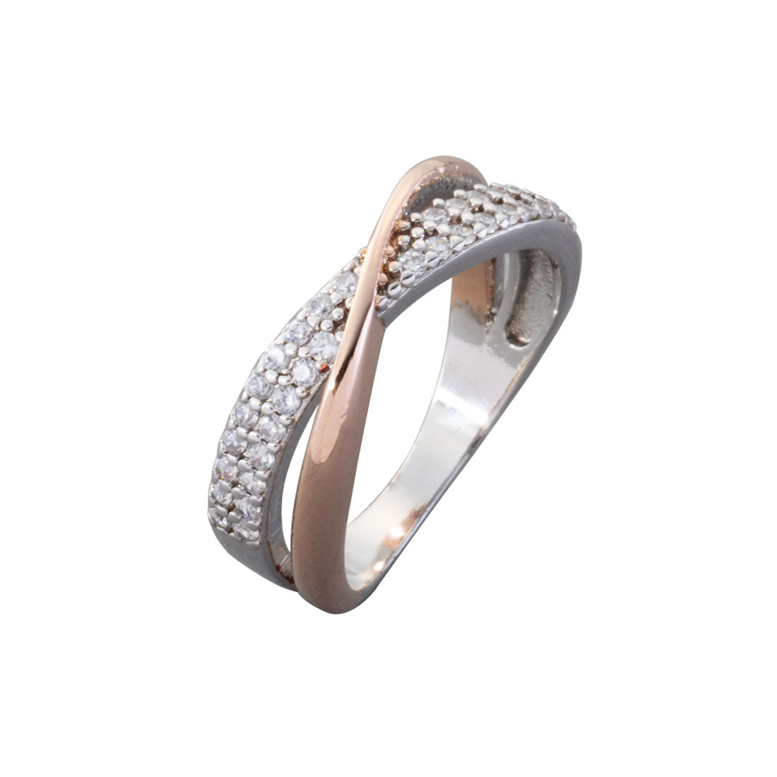 クリームドット Cream dot. 華やかなミックスカラーのクロスビジューデザインリング (ミックスピンクゴールド) ミックスピンクゴールド