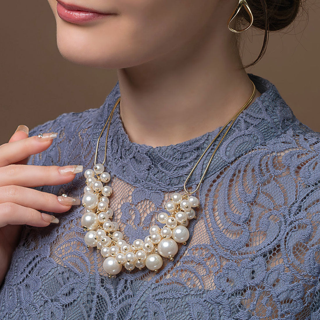 クリームドット Cream dot. 品よく高見えMIXパールの2連チェーンネックレス (ワンサイズ:シルバー) ワンサイズ:シルバー