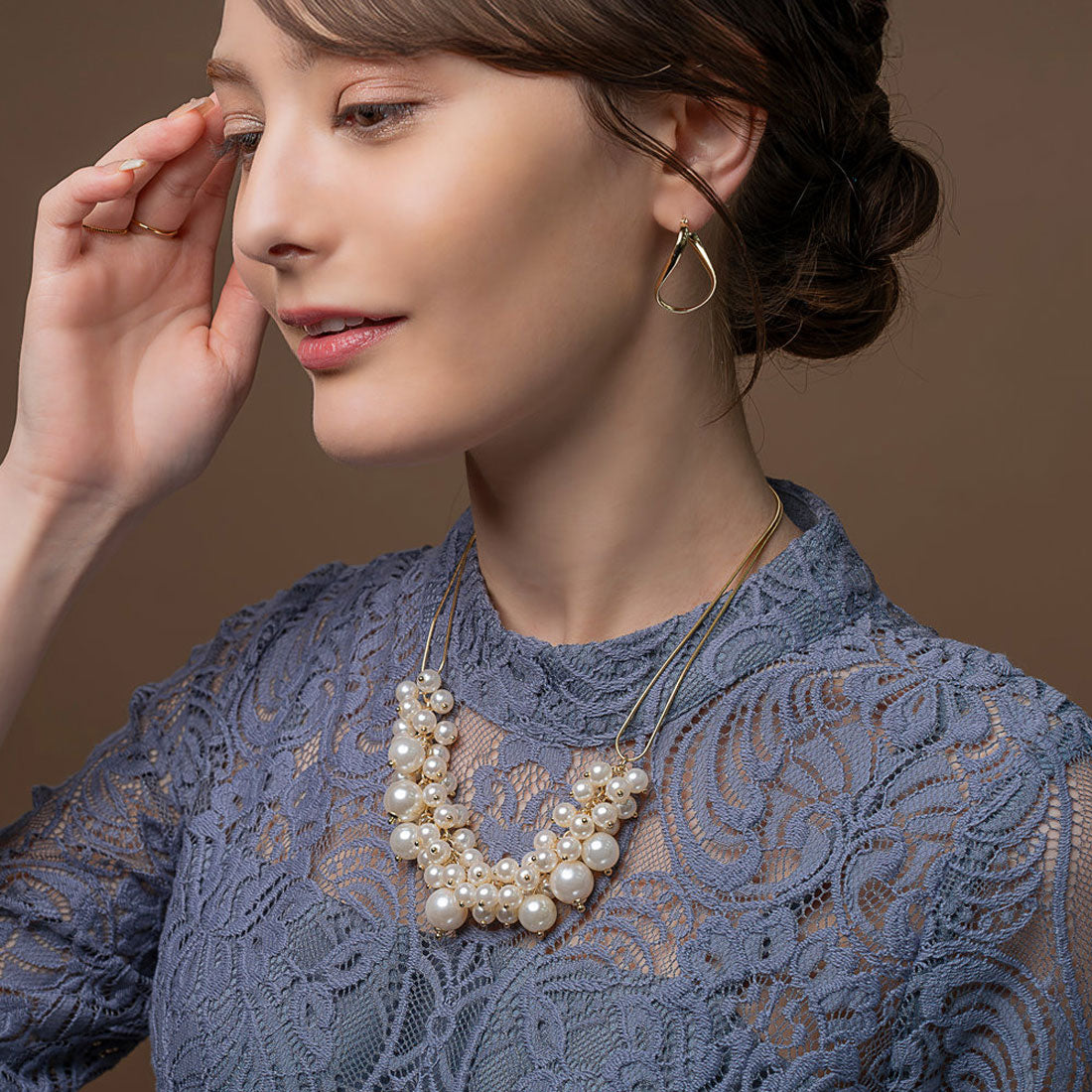 クリームドット Cream dot. 品よく高見えMIXパールの2連チェーンネックレス (ワンサイズ:シルバー) ワンサイズ:シルバー