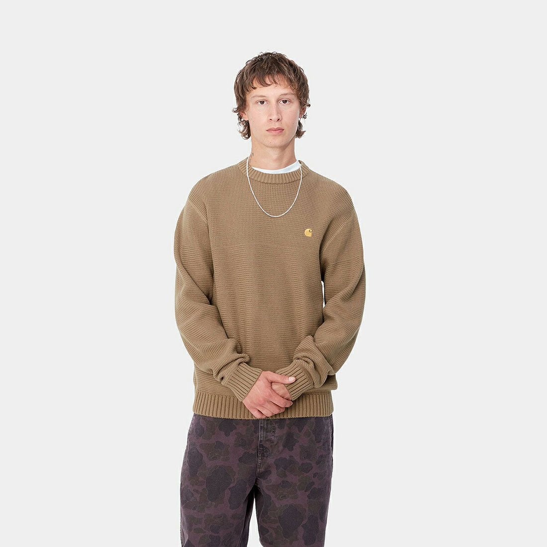 カーハート Carhartt Carhartt WIP CHANE SWEATER(カーハート ワークインプログレス チェイン セーター) (Leather / Gold) Leather / Gold