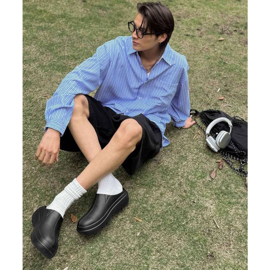 クラシカルエルフ Classical Elf 《JaVaジャバコラボ》【コロかる】トレンド感と履きやすさ。軽量ステッチデザイン厚底サンダル (ブラック) ブラック