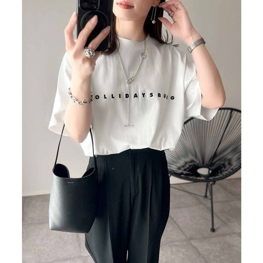 クラシカルエルフ Classical Elf 大人の上品カジュアルを楽しむ。シルケット風シンプル英字ロゴT (ホワイト) ホワイト