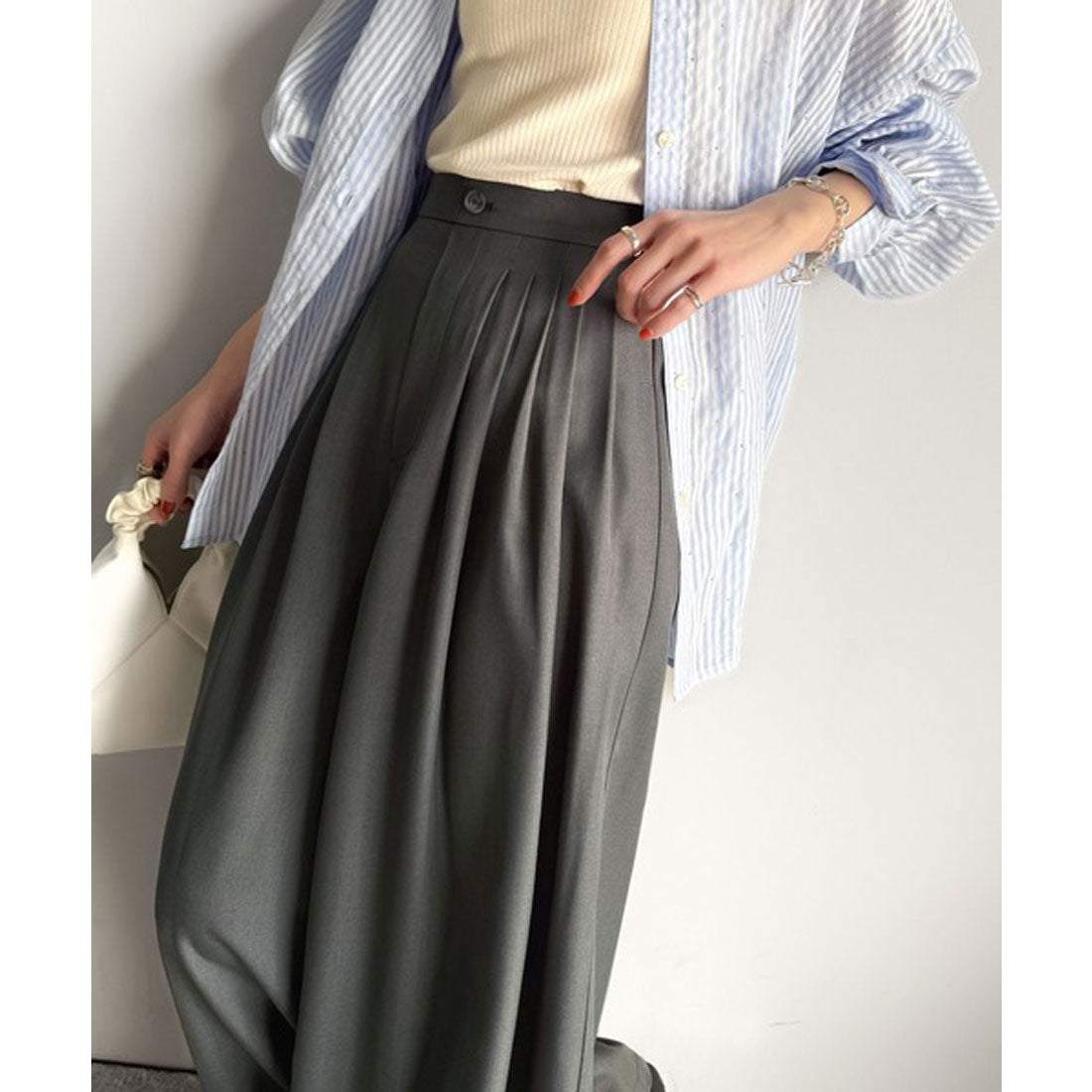 クラシカルエルフ Classical Elf センスが光る。綺麗め5タックワイドパンツ (チャコール) チャコール
