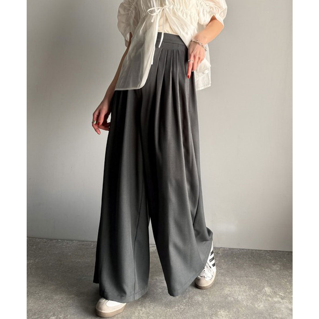 クラシカルエルフ Classical Elf センスが光る。綺麗め5タックワイドパンツ (チャコール) チャコール