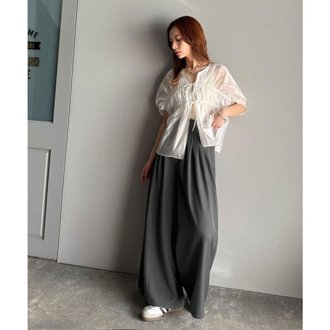 クラシカルエルフ Classical Elf センスが光る。綺麗め5タックワイドパンツ (チャコール) チャコール