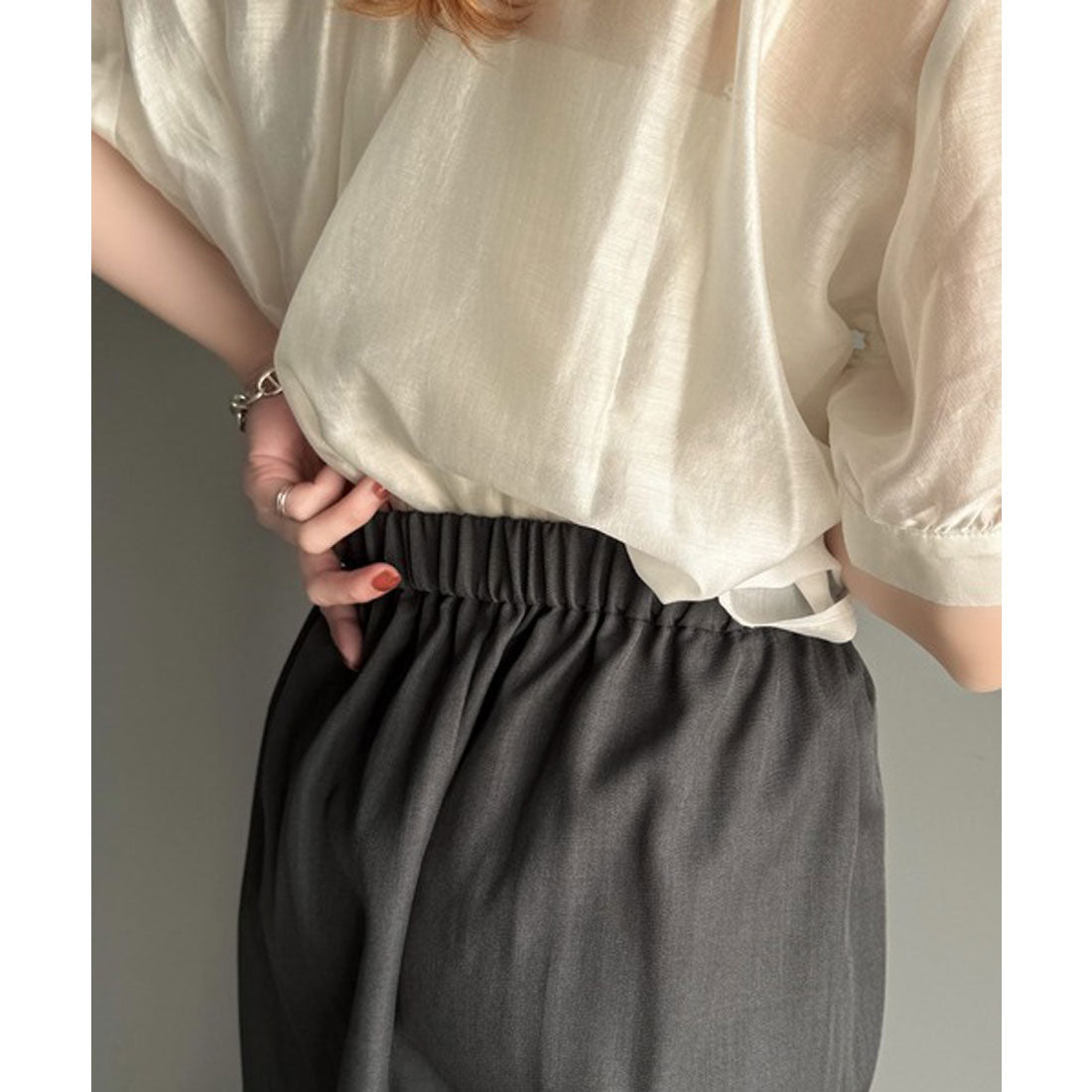 クラシカルエルフ Classical Elf センスが光る。綺麗め5タックワイドパンツ (チャコール) チャコール