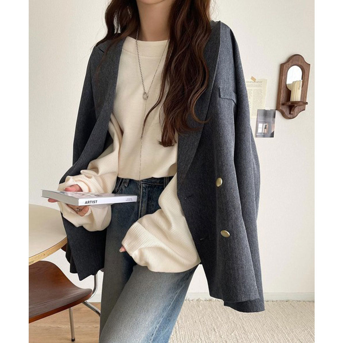 クラシカルエルフ Classical Elf さらり滑らか。綿100%タック入りバルーンスリーブプルオーバー(長袖) (アイボリー) アイボリー