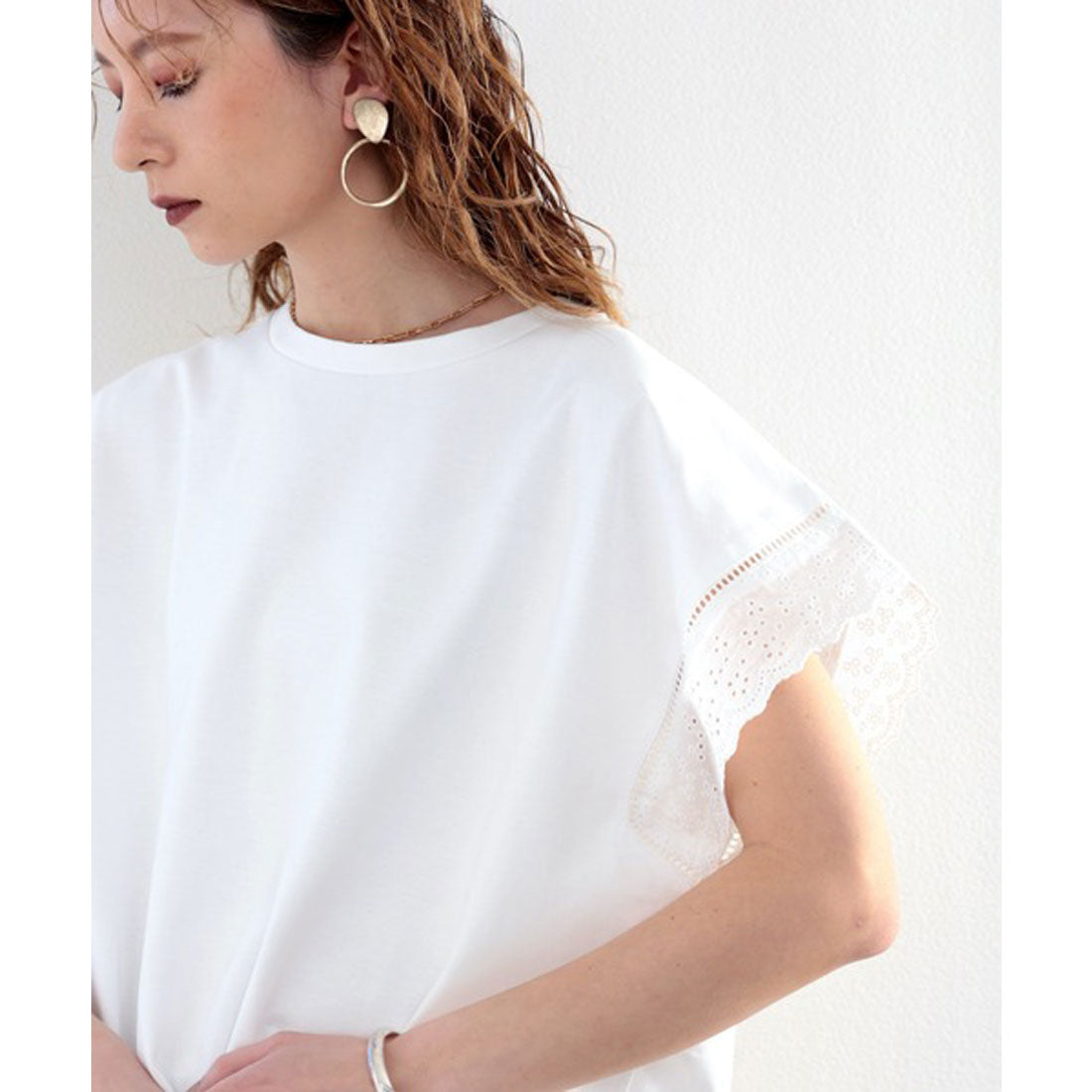 クラシカルエルフ Classical Elf 綿100% 上質コットン。大人が着る、袖レースプルオーバー