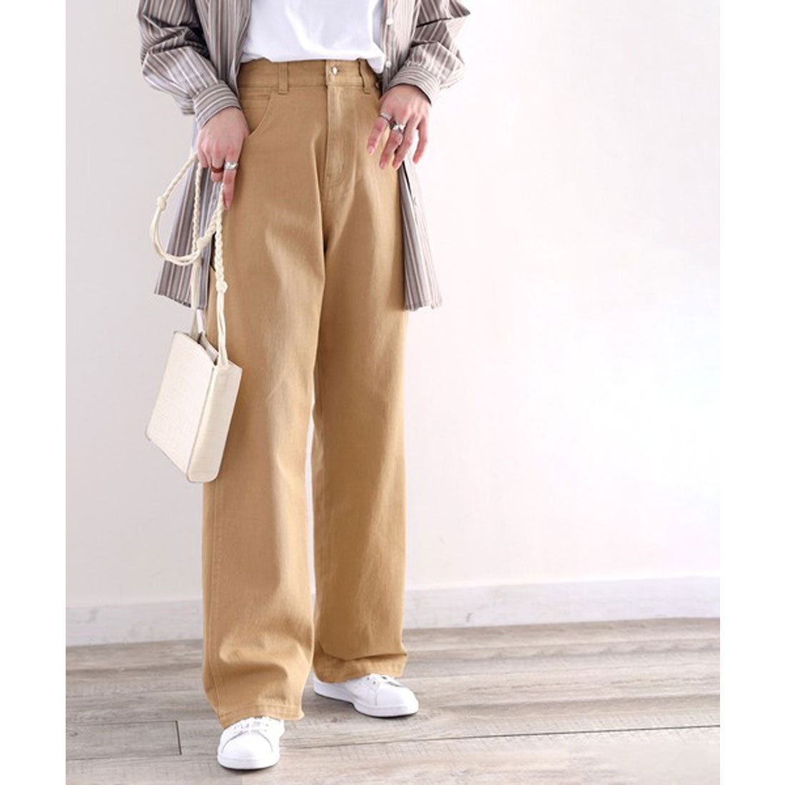 クラシカルエルフ Classical Elf 《JaVa ジャバコラボ》ボーイッシュに”きゅん”。メンズライクペインターパンツ,ベージュ