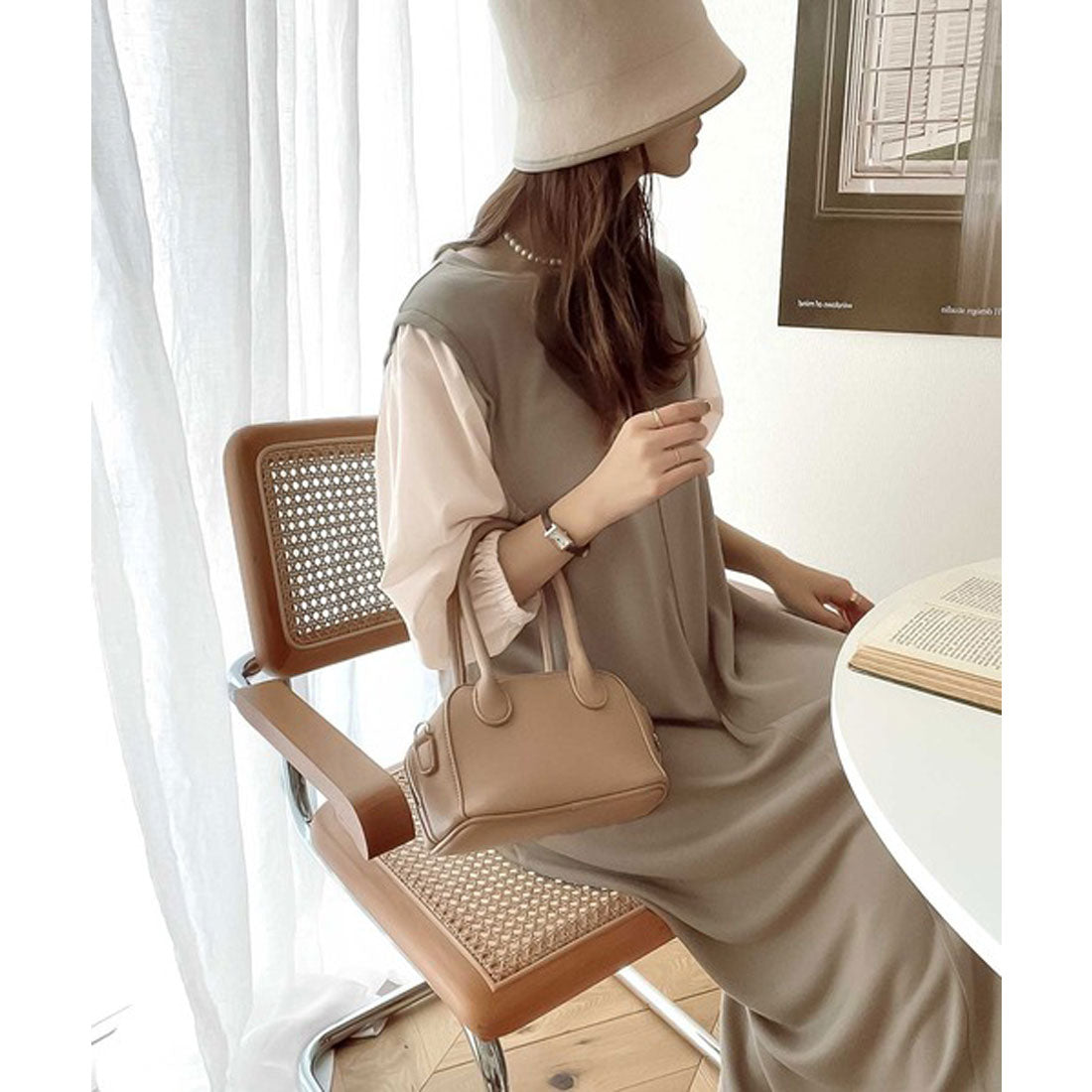 クラシカルエルフ Classical Elf 旬顔、ぽわん袖。異素材ドッキングワンピース