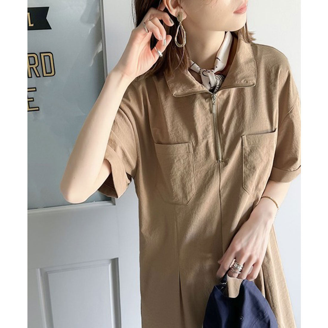 クラシカルエルフ Classical Elf 《JaVaジャバ 別注》大人のワークテイスト。コットンライクハーフジップワンピース