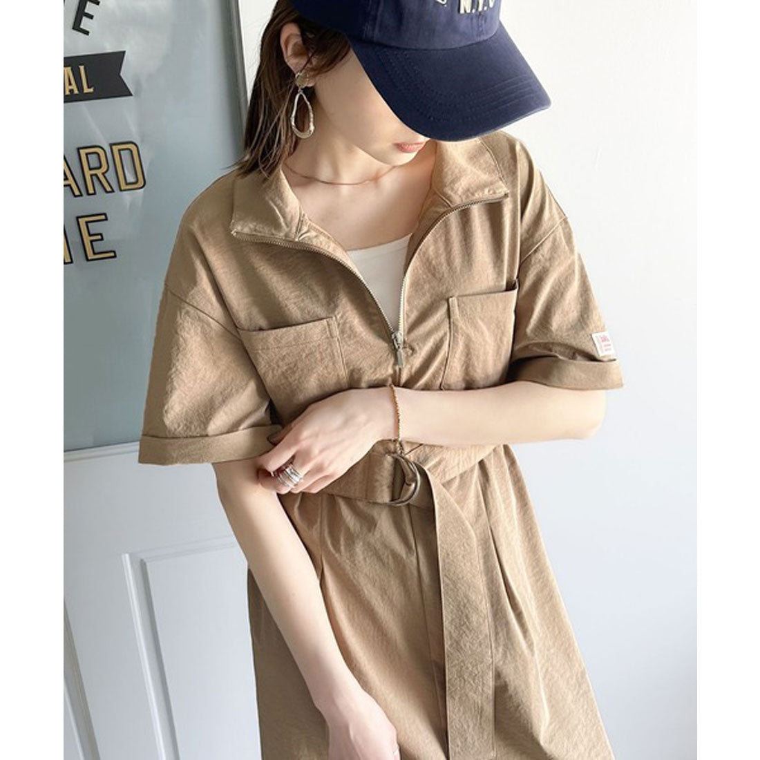 クラシカルエルフ Classical Elf 《JaVaジャバ 別注》大人のワークテイスト。コットンライクハーフジップワンピース