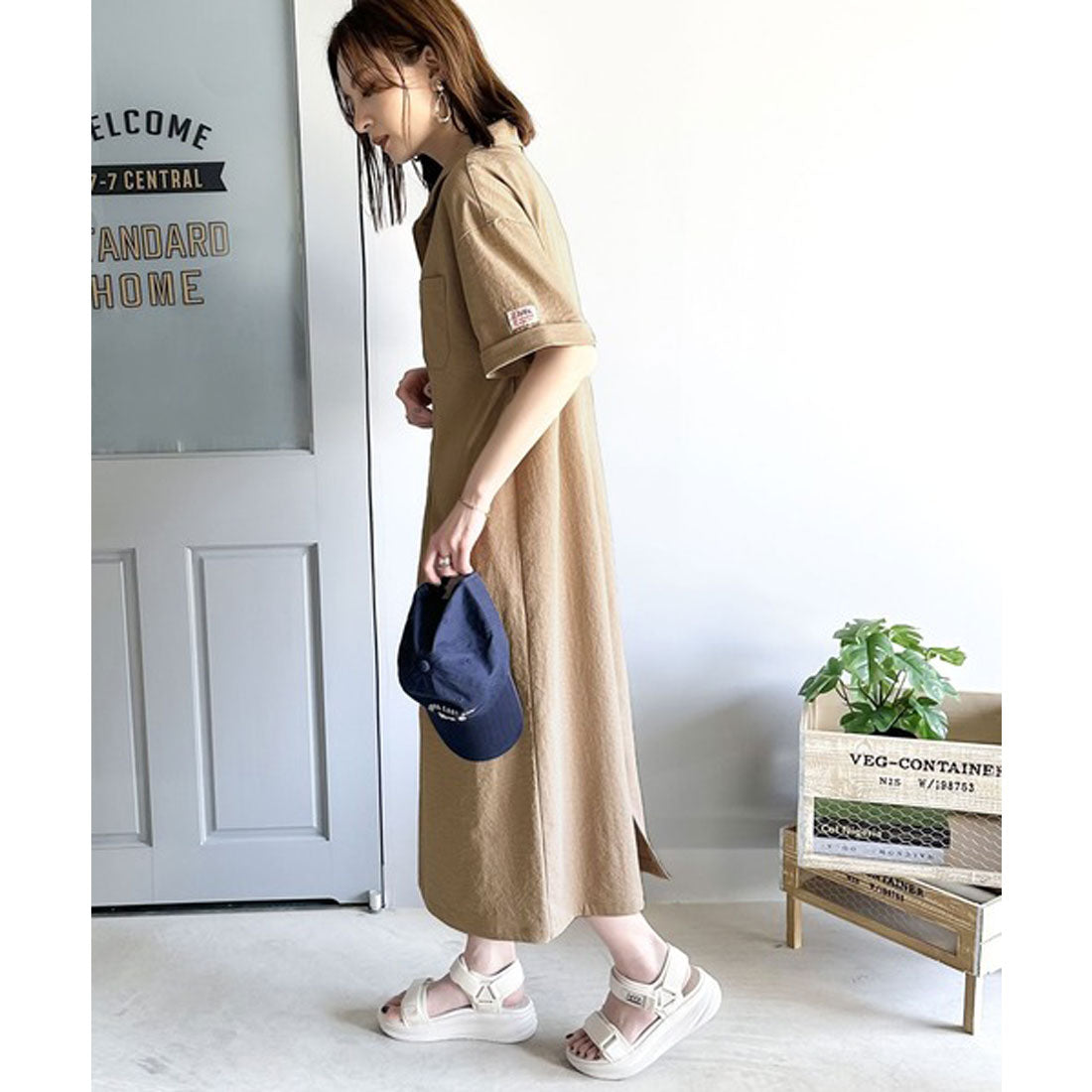 クラシカルエルフ Classical Elf 《JaVaジャバ 別注》大人のワークテイスト。コットンライクハーフジップワンピース