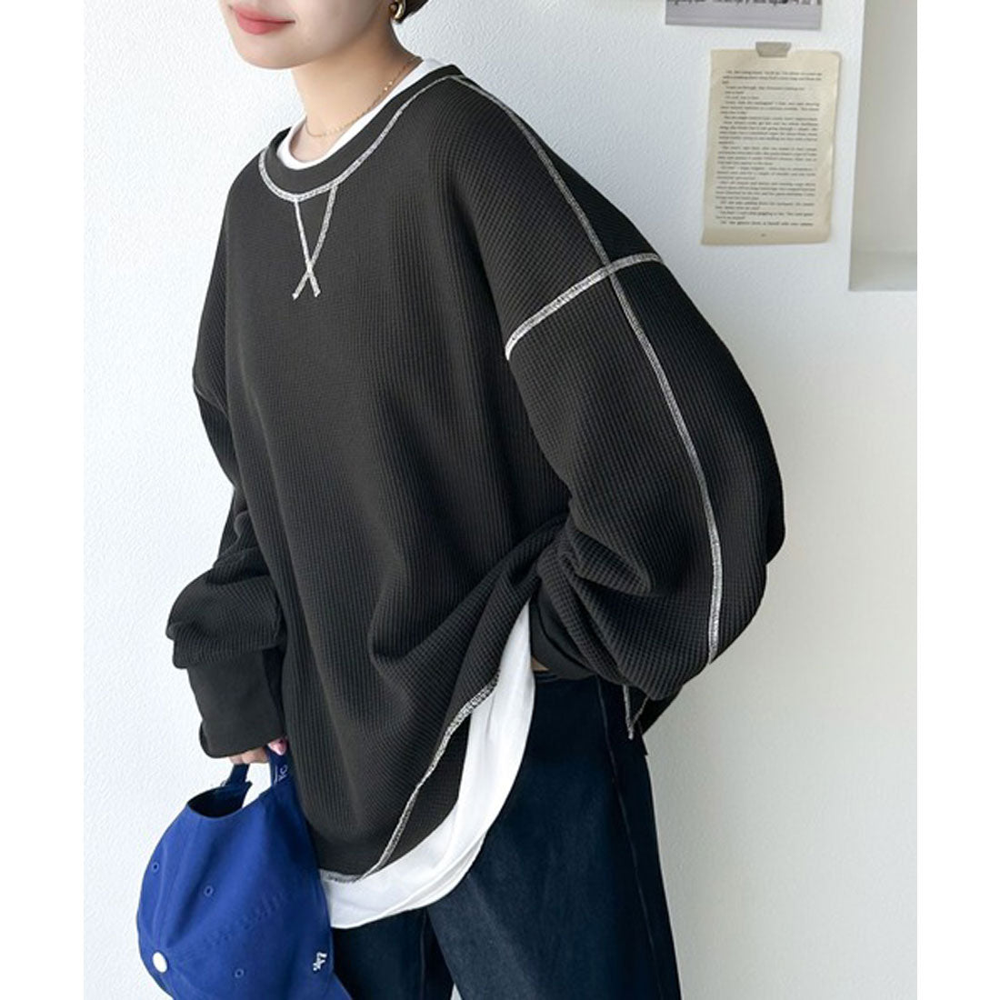 Classical Elf 《JaVa Custom》 Simple yet elevated. 2-way color waffle long tee.
