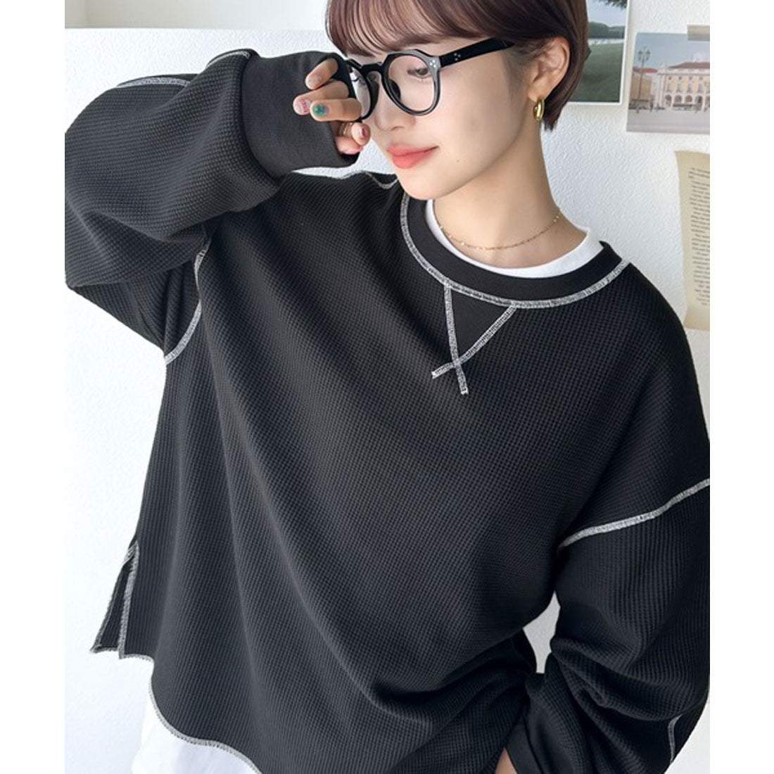 Classical Elf 《JaVa Custom》 Simple yet elevated. 2-way color waffle long tee.