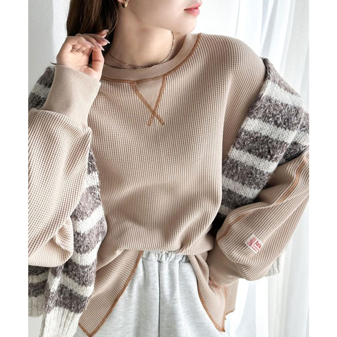 Classical Elf 《JaVa Custom》 Simple yet elevated. 2-way color waffle long tee.