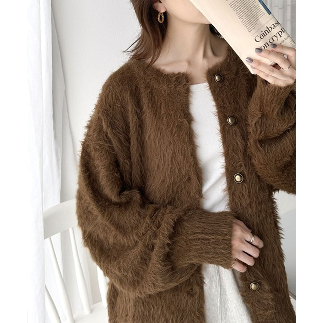 クラシカルエルフ Classical Elf 表情豊かな上品ニット。2wayフェザーニットカーデ