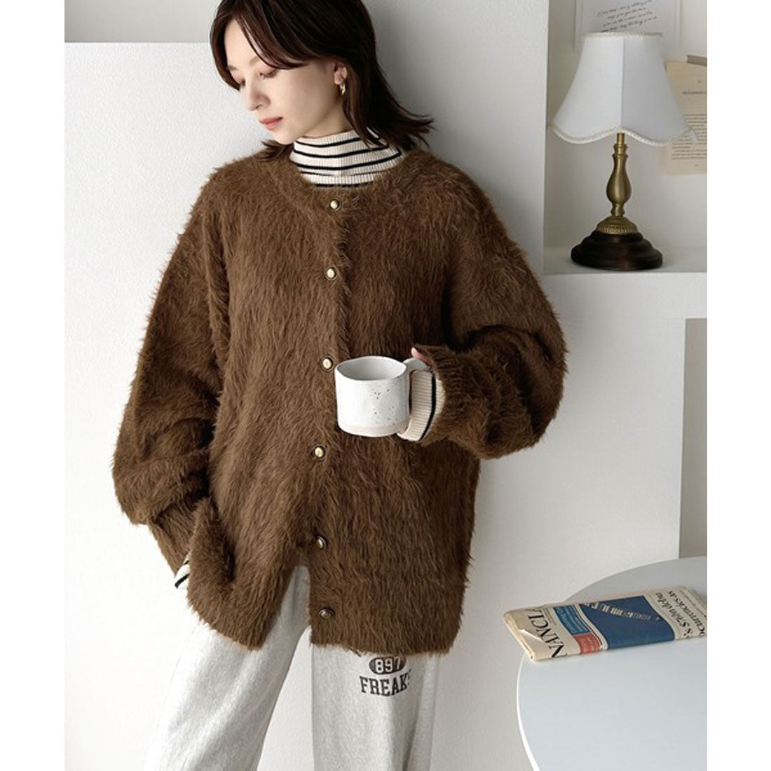 クラシカルエルフ Classical Elf 表情豊かな上品ニット。2wayフェザーニットカーデ