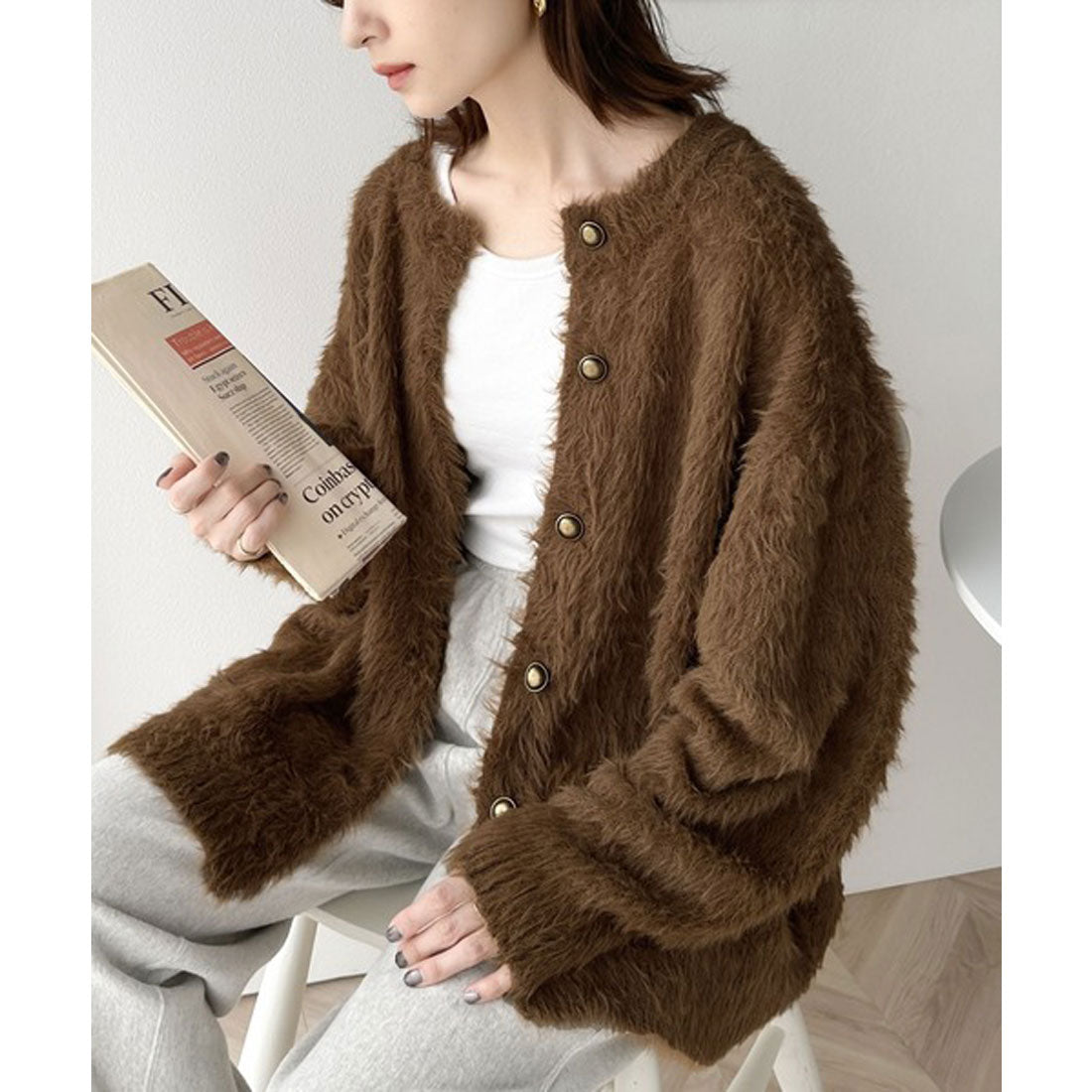 クラシカルエルフ Classical Elf 表情豊かな上品ニット。2wayフェザーニットカーデ