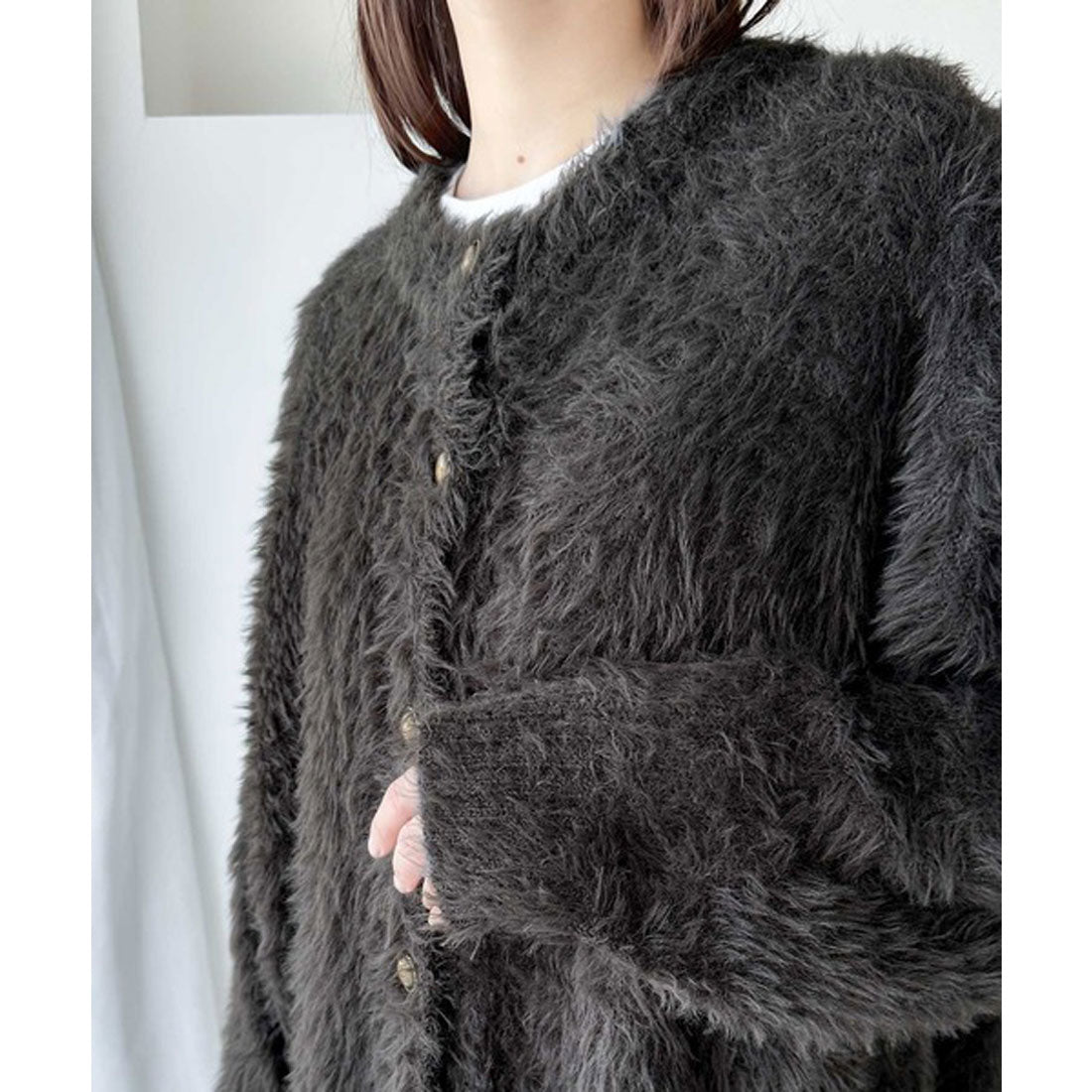 クラシカルエルフ Classical Elf 表情豊かな上品ニット。2wayフェザーニットカーデ